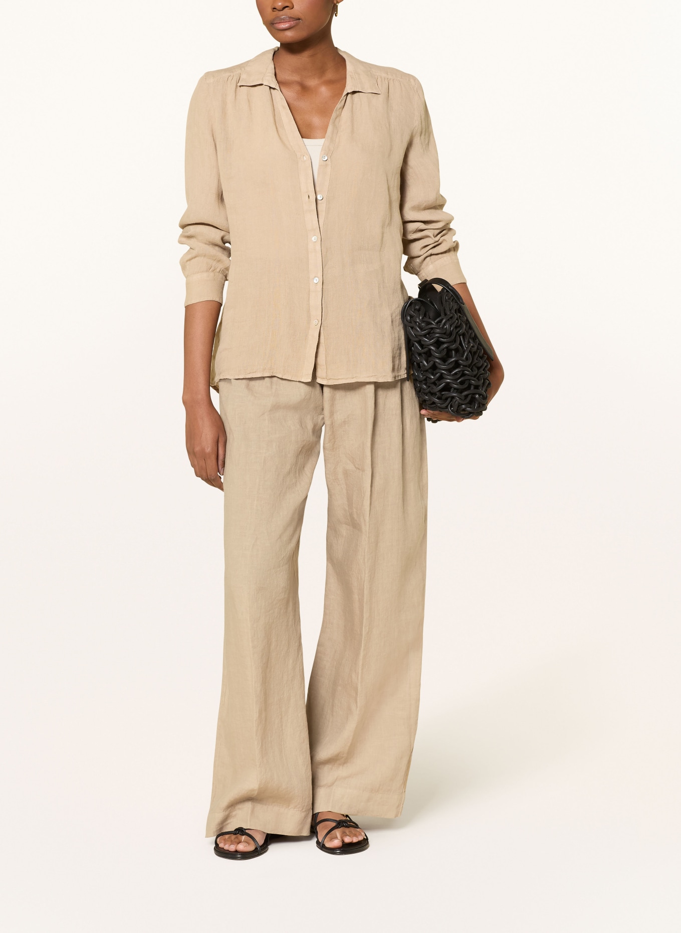 120%lino Linen shirt blouse: BEIGE