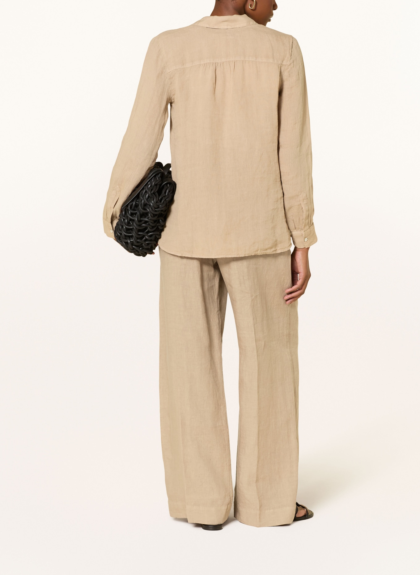 120%lino Linen shirt blouse: BEIGE