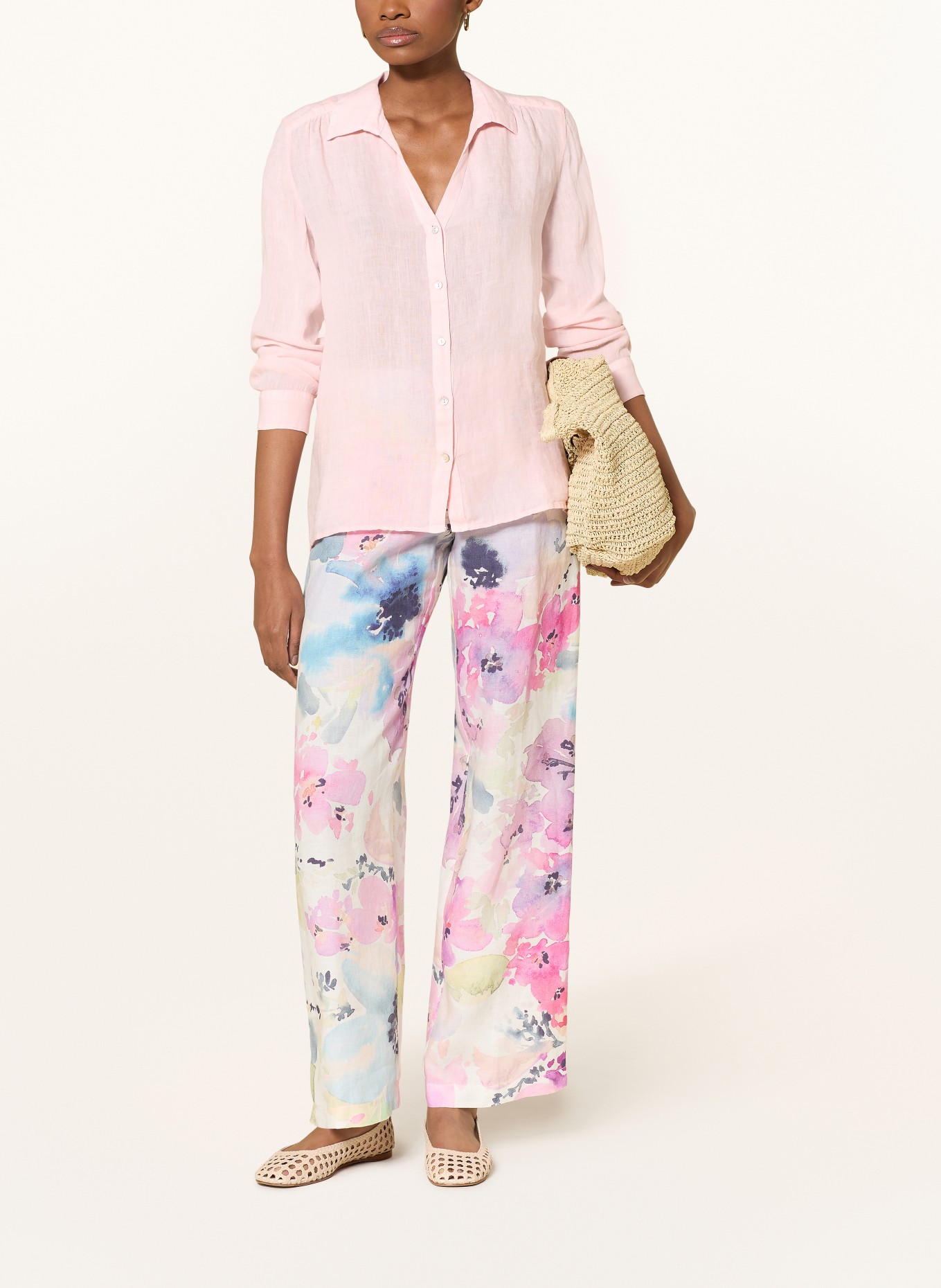 120%lino Linen shirt blouse: PINK