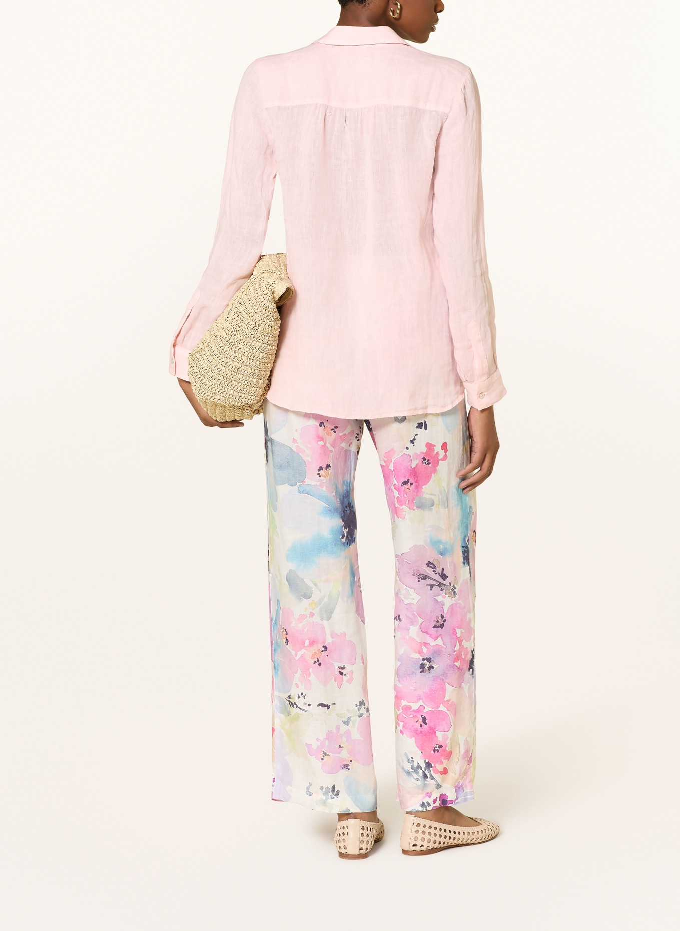 120%lino Linen shirt blouse: PINK