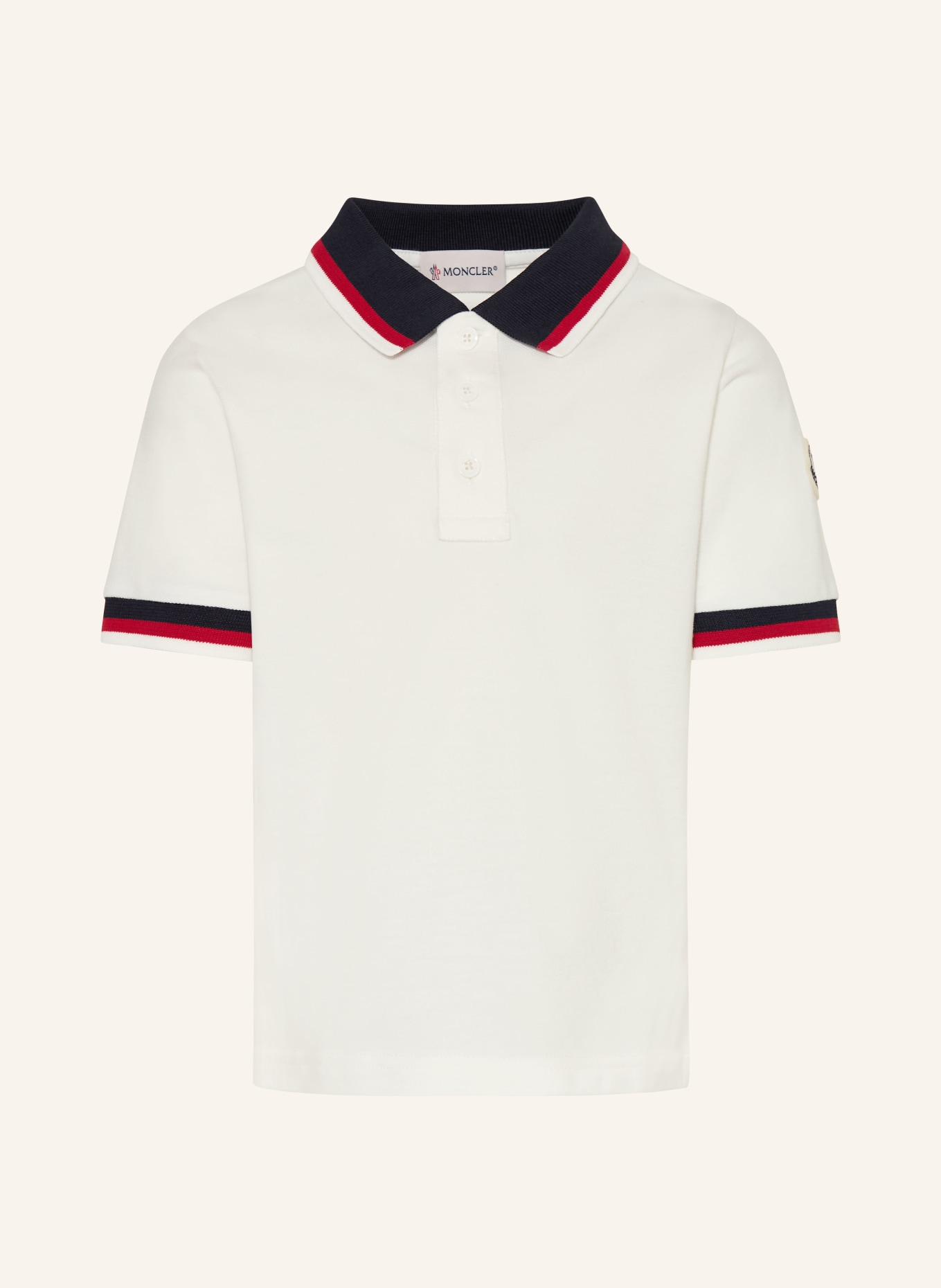 MONCLER enfant Piqué-Poloshirt: CREME / DUNKELROT / DUNKELBLAU