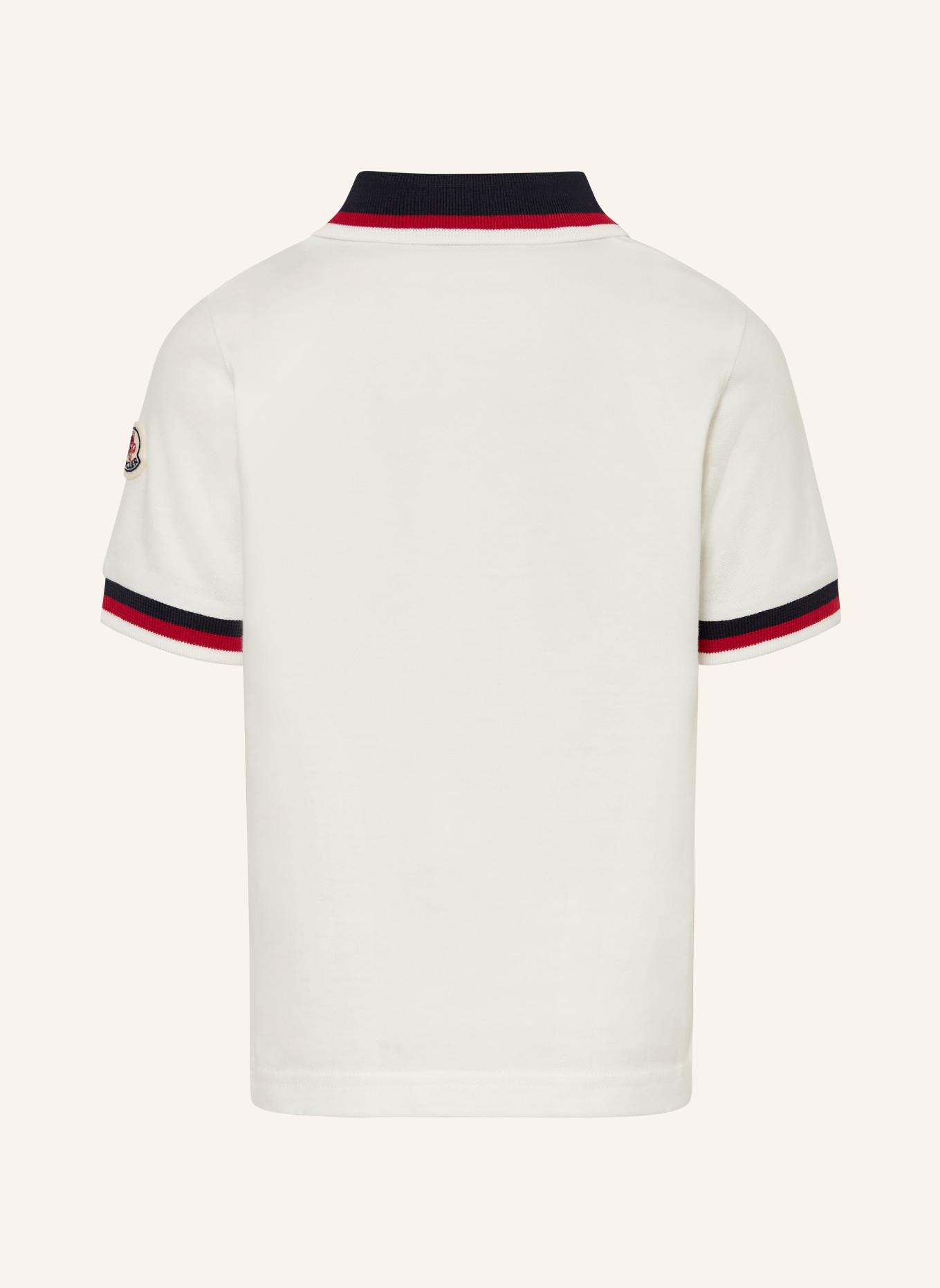 MONCLER enfant Piqué-Poloshirt: CREME / DUNKELROT / DUNKELBLAU