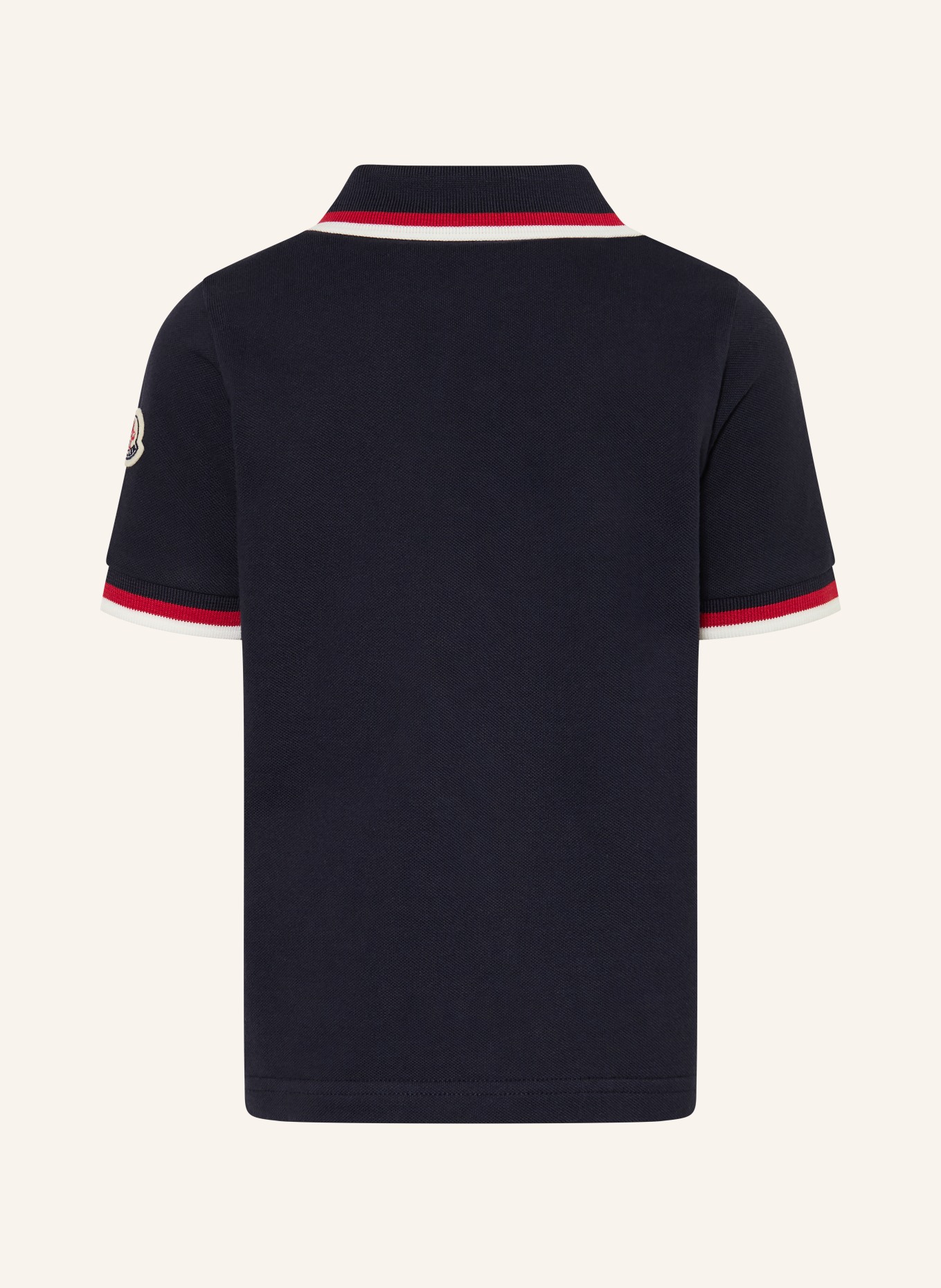 MONCLER enfant Polo piqué: BLEU FONCÉ / ROUGE FONCÉ / BLANC