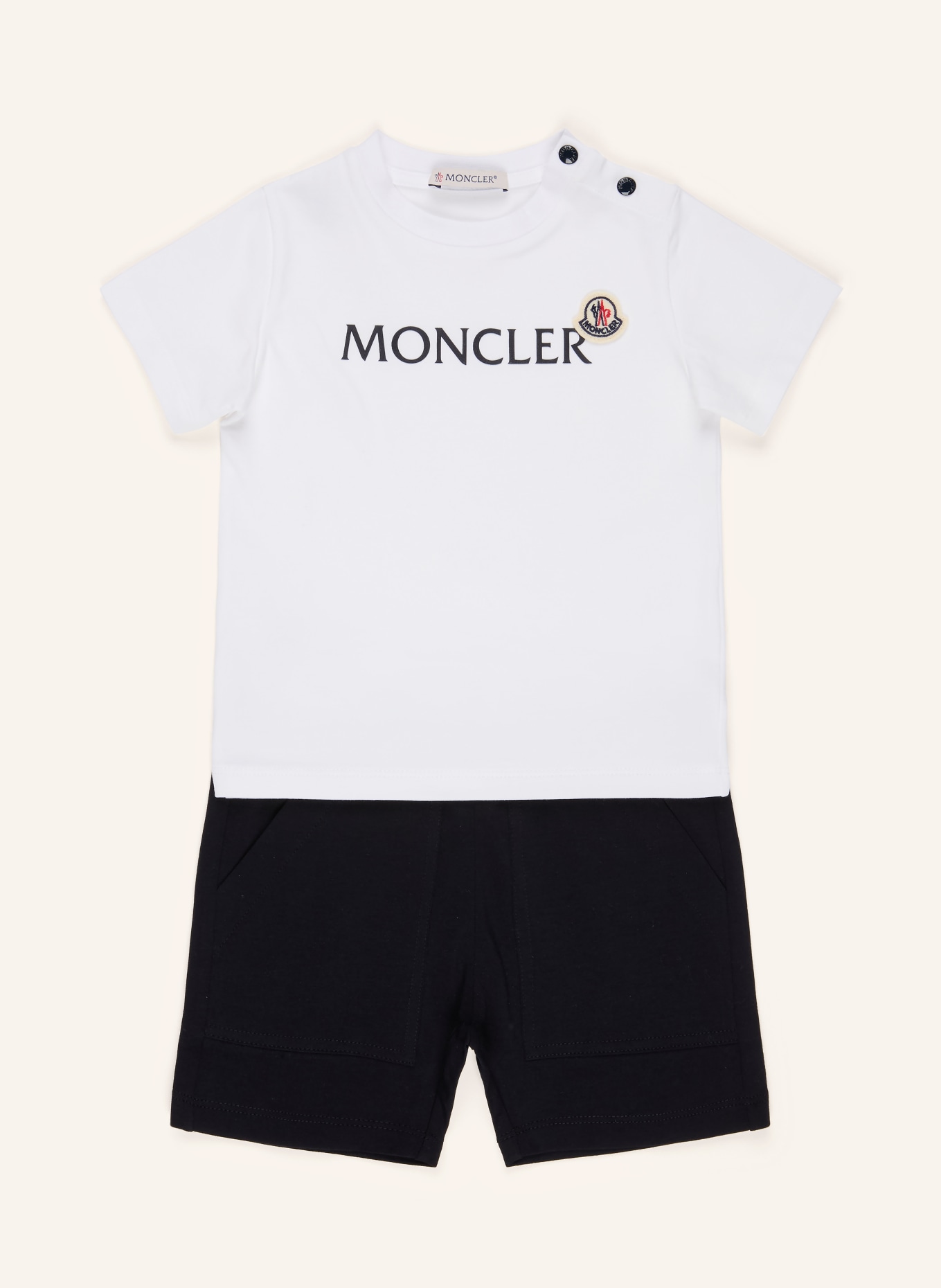 MONCLER enfant Ensemble : t-shirt et short: BLANC / BLEU FONCÉ