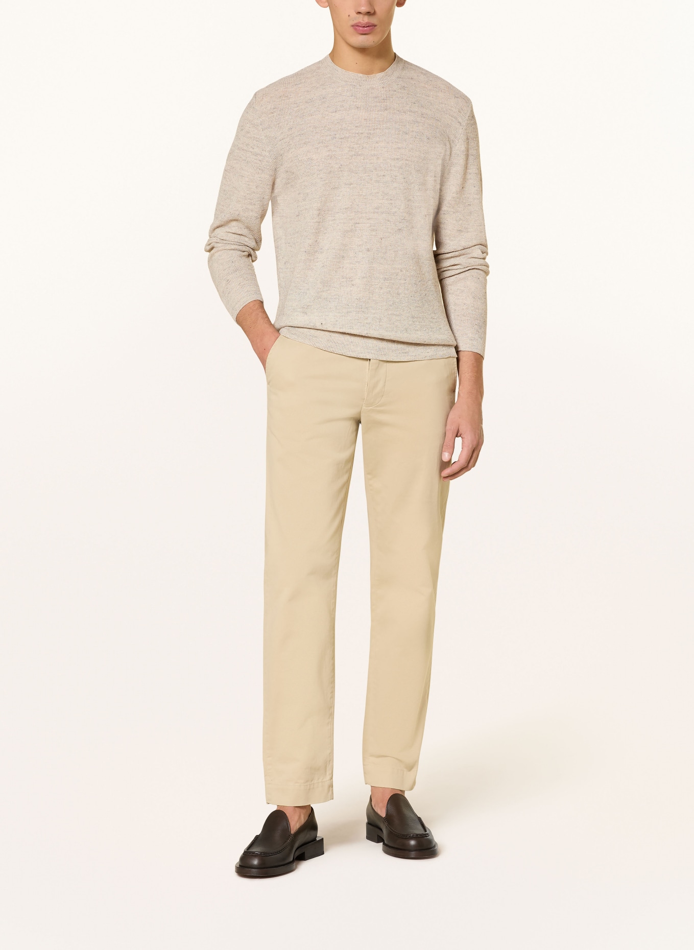 BARENA VENEZIA Svetr s lnem: KRÉMOVÁ / TMAVĚ ŠEDÁ