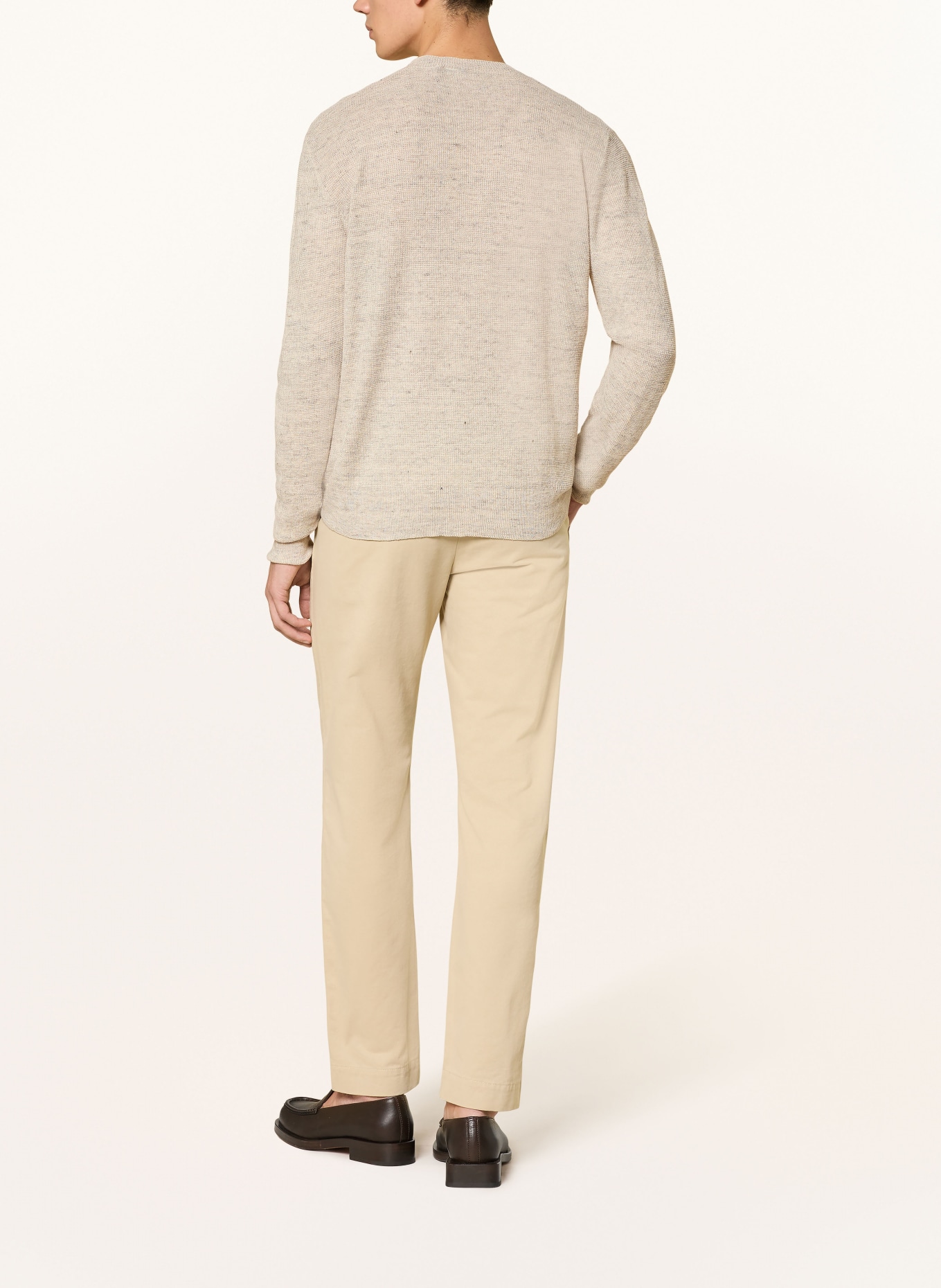 BARENA VENEZIA Svetr s lnem: KRÉMOVÁ / TMAVĚ ŠEDÁ