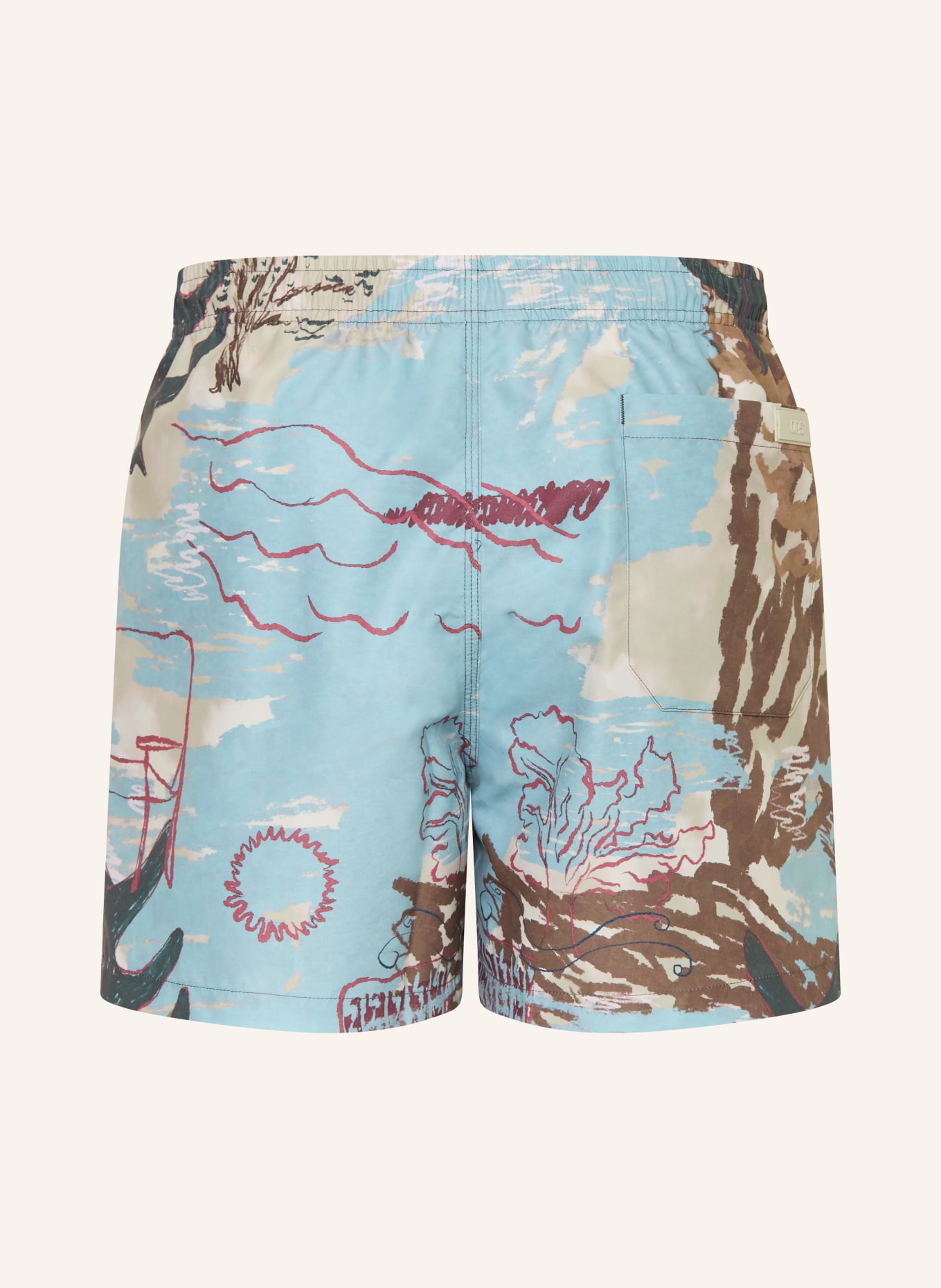 OAS MONTARA swim shorts: LIGHT BLUE / BROWN / DARK RED