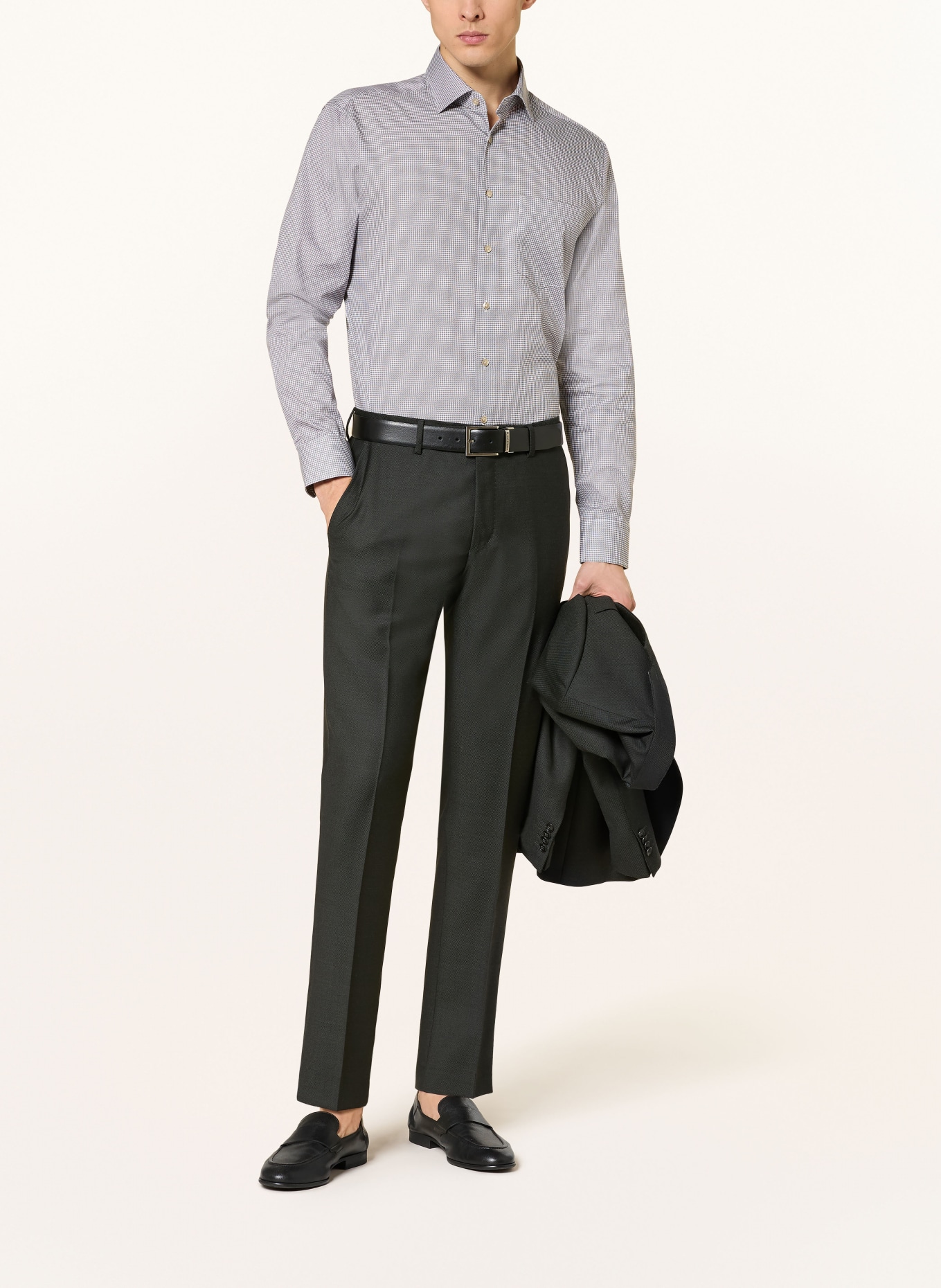 seidensticker Hemd Regular Fit: DUNKELBRAUN / BEIGE / WEISS