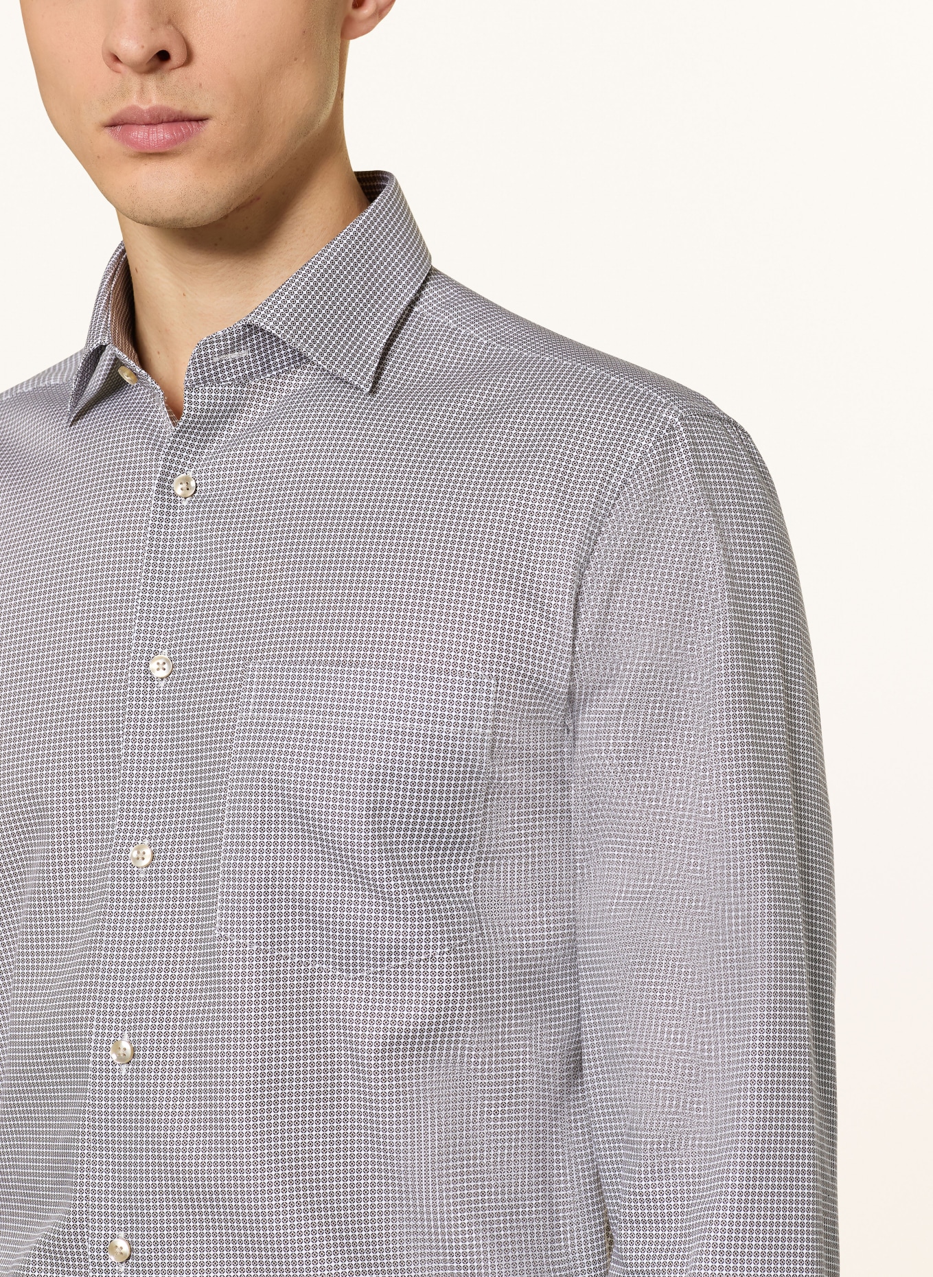 seidensticker Hemd Regular Fit: DUNKELBRAUN / BEIGE / WEISS