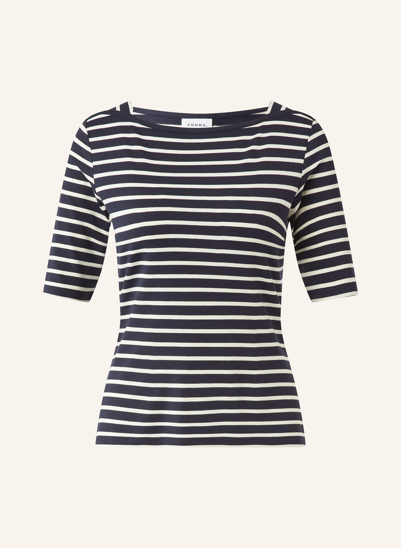 comma T-shirt: DARK BLUE / WHITE