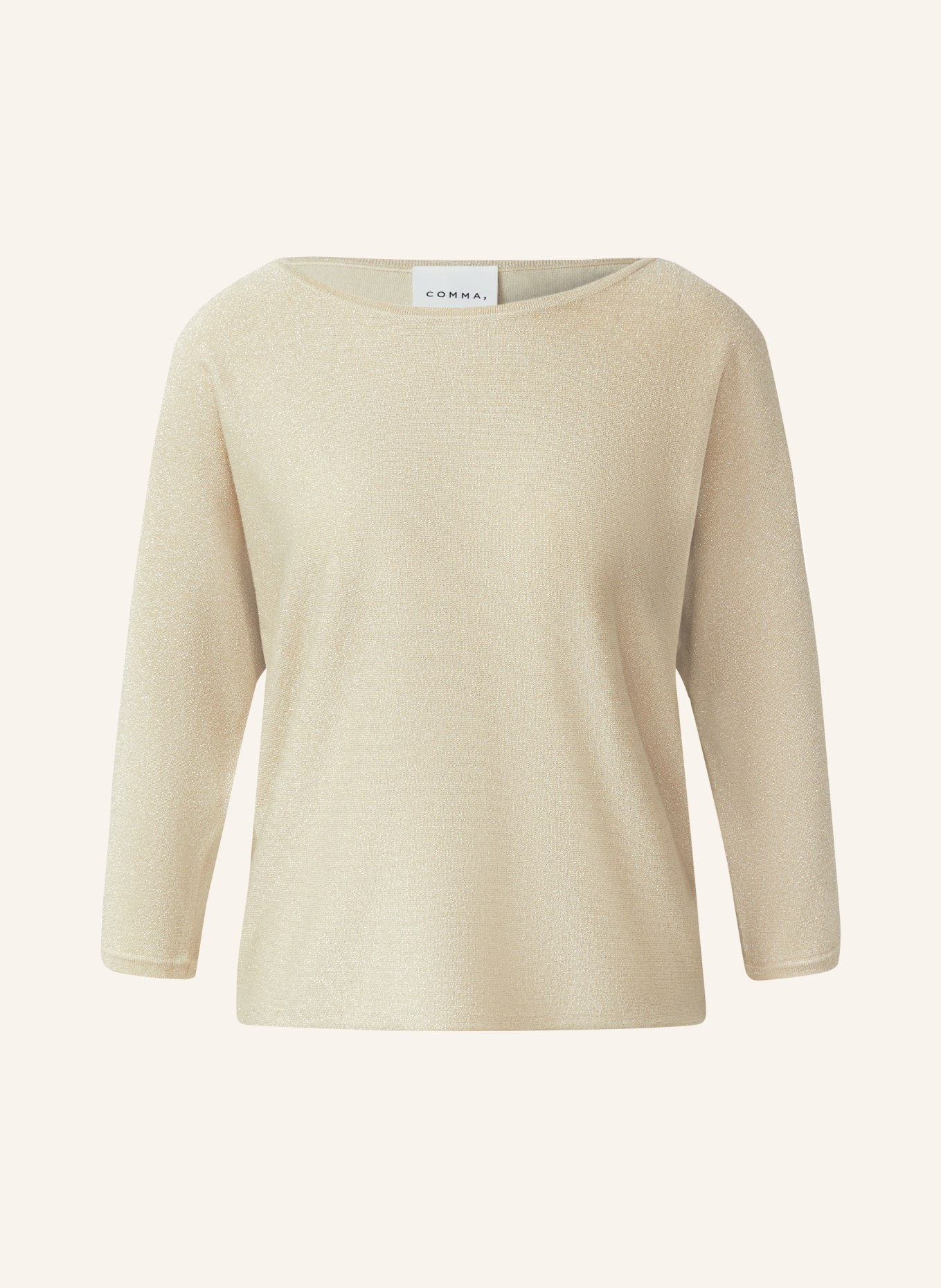 comma Pullover mit 3/4-Arm und Glitzergarn: CREME