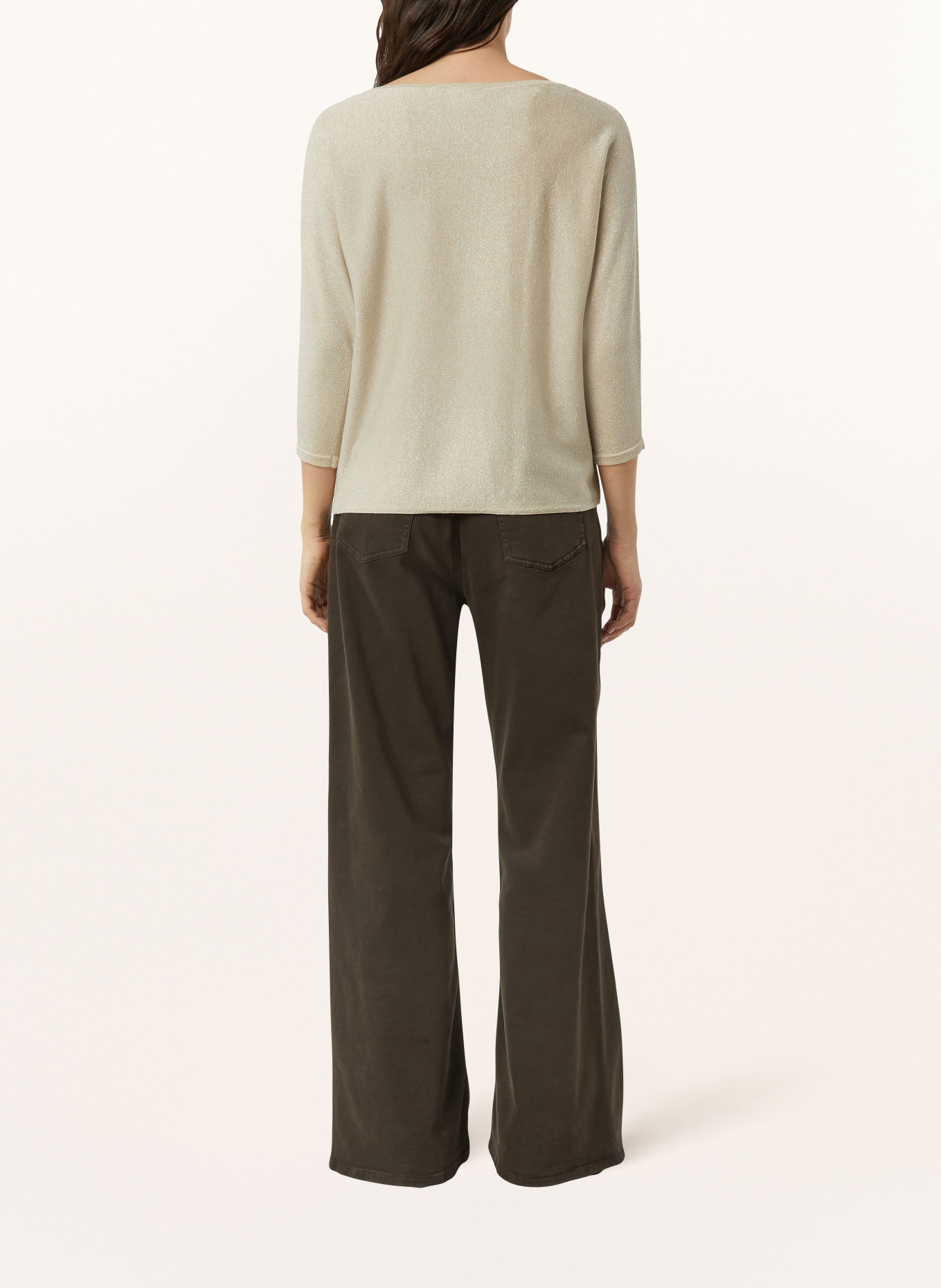 comma Pullover mit 3/4-Arm und Glitzergarn: CREME