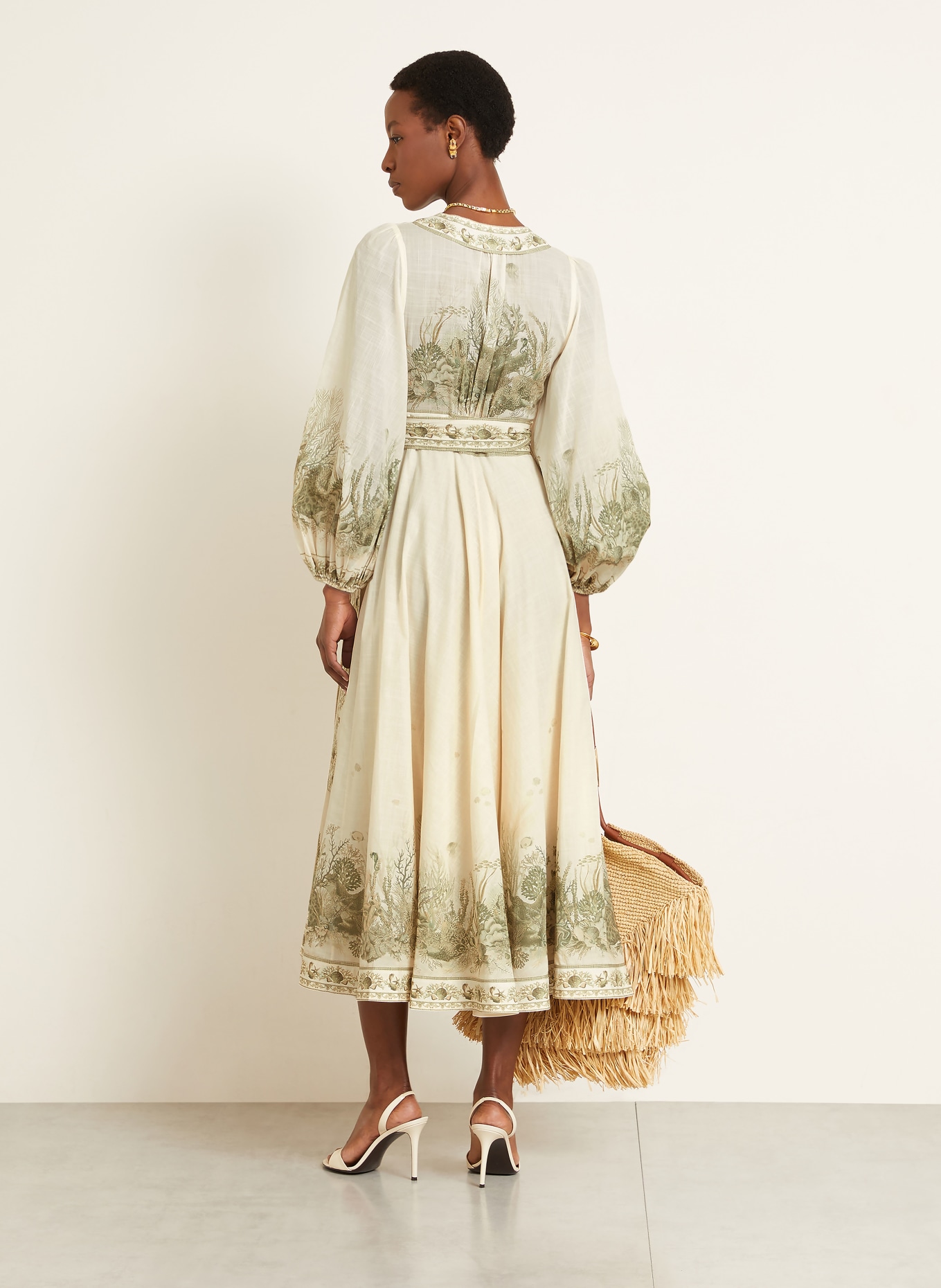 ZIMMERMANN Zavinovací šaty WANDERLUST: REŽNÁ / OLIVOVÁ