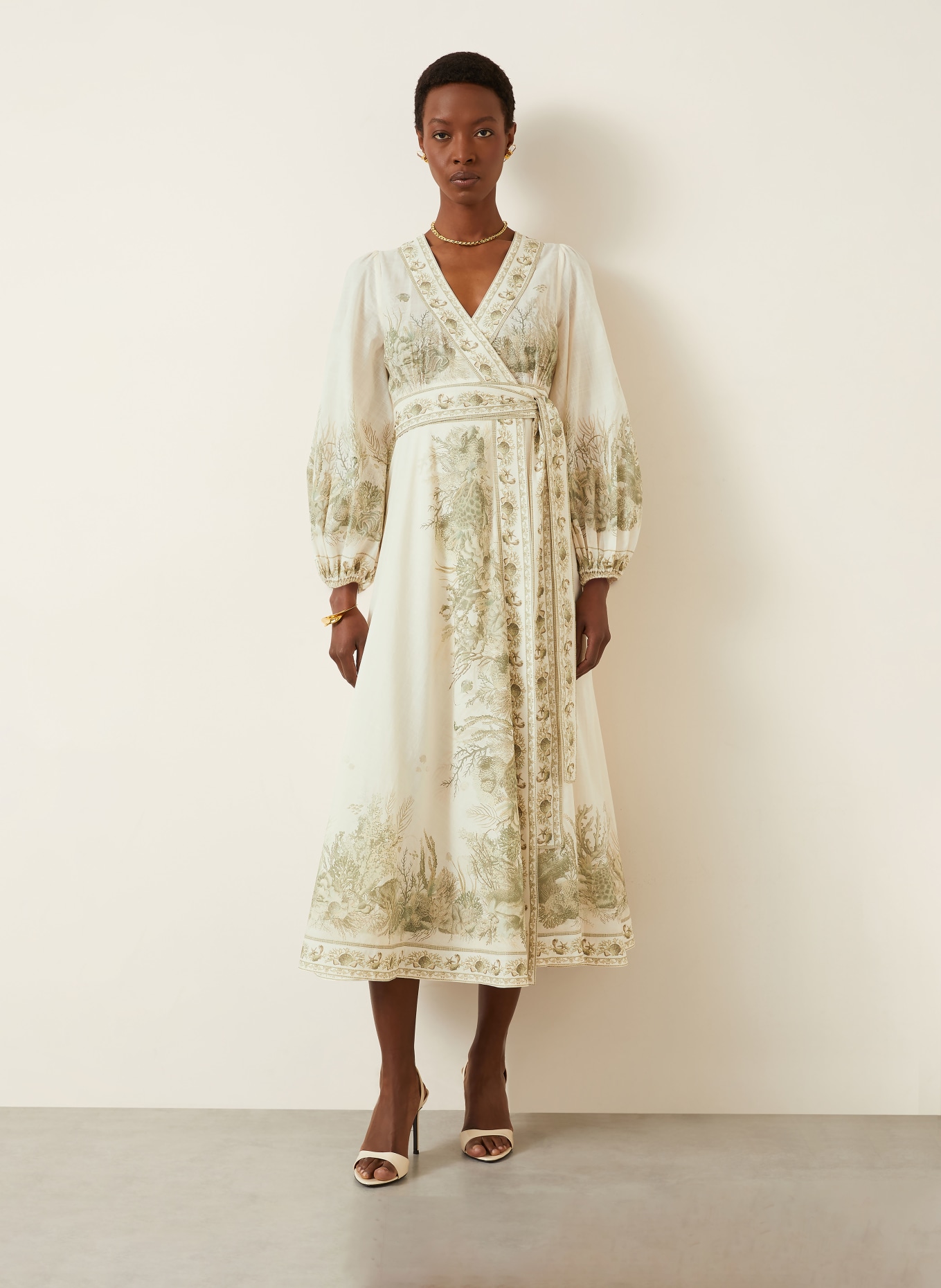 ZIMMERMANN Zavinovací šaty WANDERLUST: REŽNÁ / OLIVOVÁ