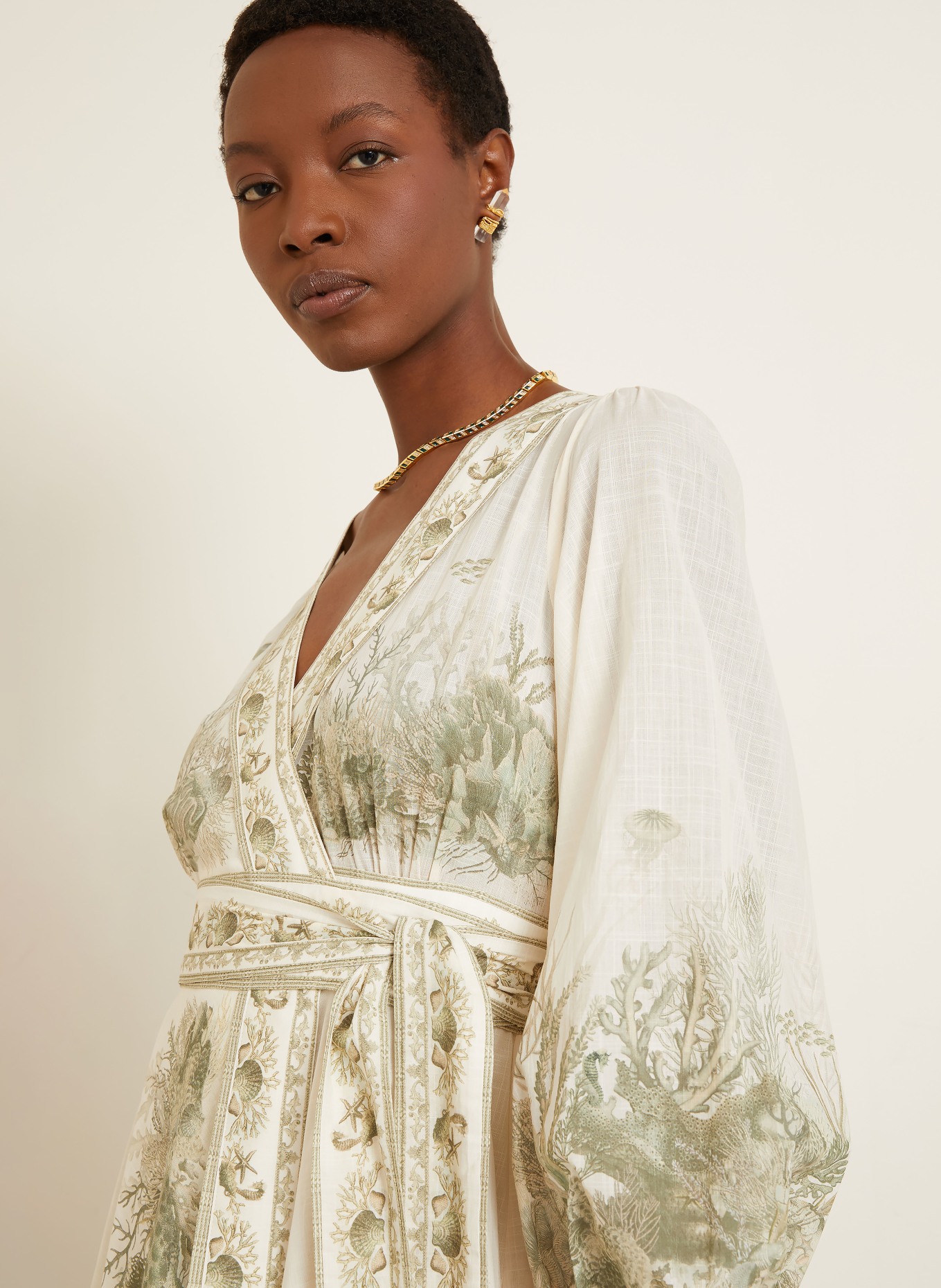 ZIMMERMANN Zavinovací šaty WANDERLUST: REŽNÁ / OLIVOVÁ