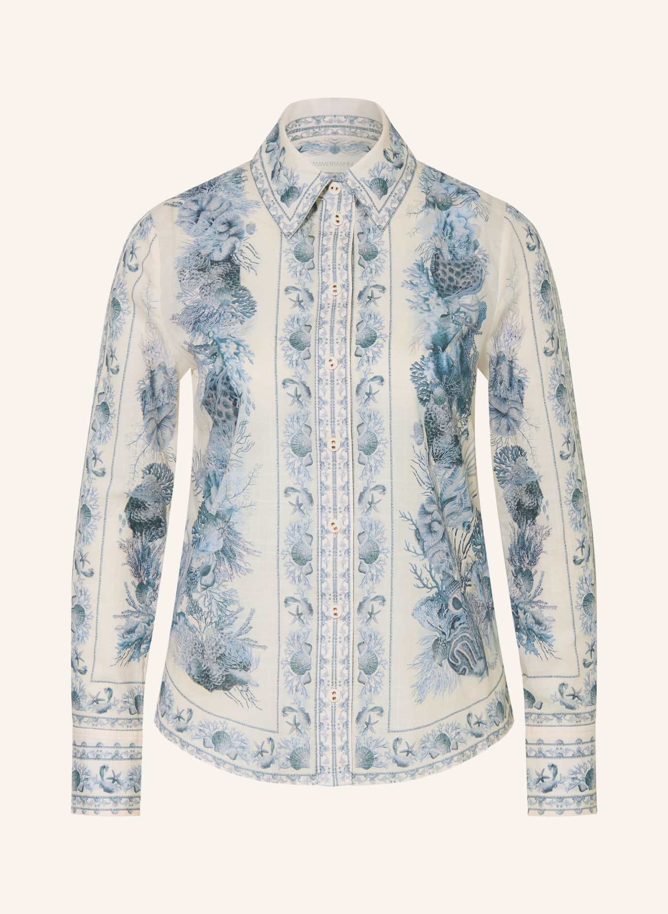 ZIMMERMANN WANDERLUST shirt blouse: ECRU / BLUE