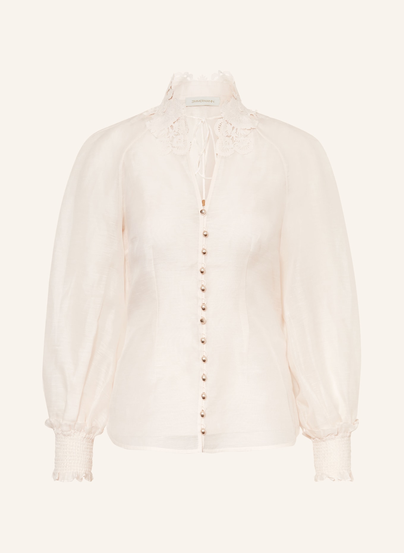 ZIMMERMANN Bluse REBELLION mit Leinen: CREME