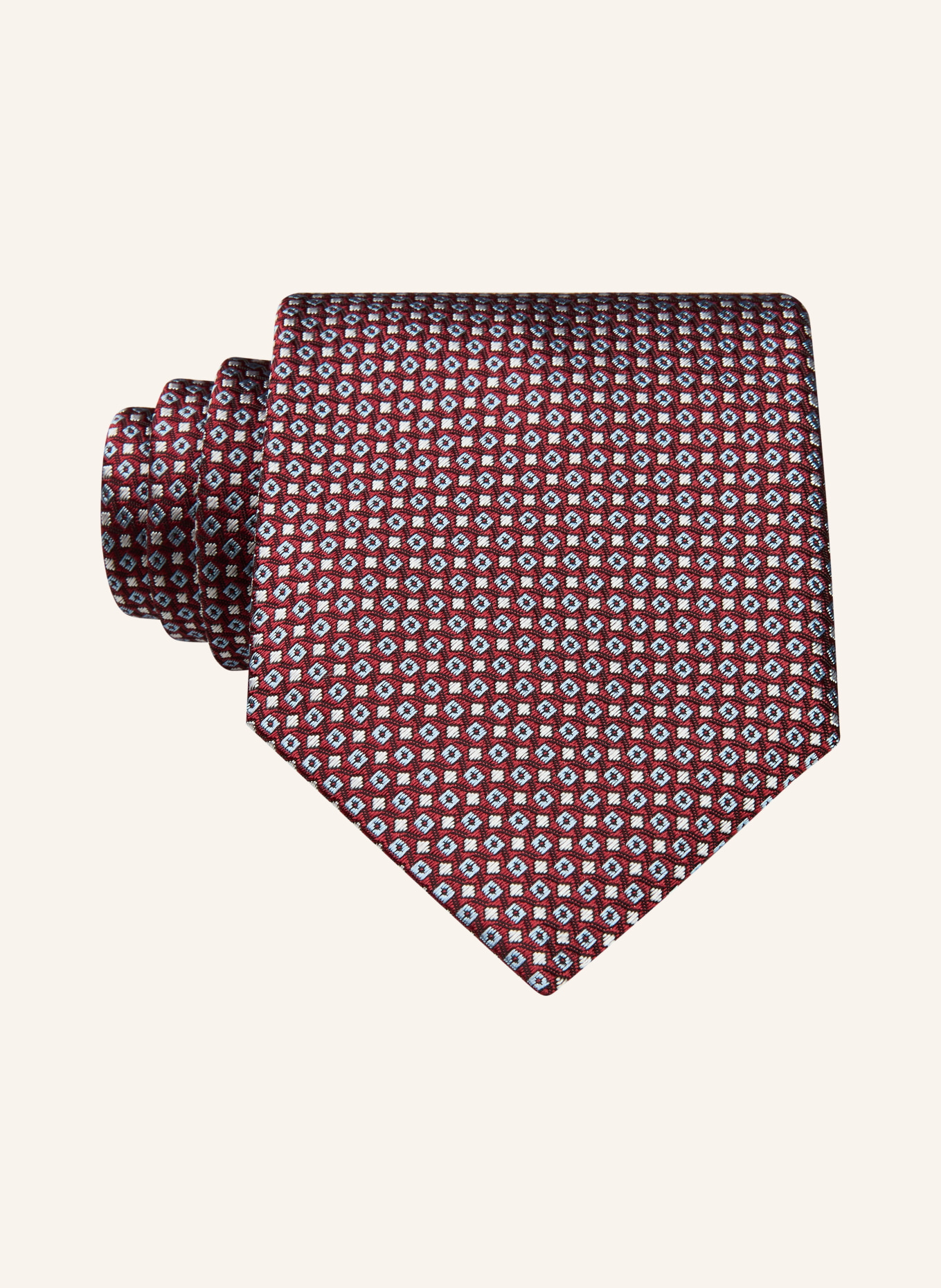 BOSS Silk tie: DARK RED / CREAM / LIGHT BLUE