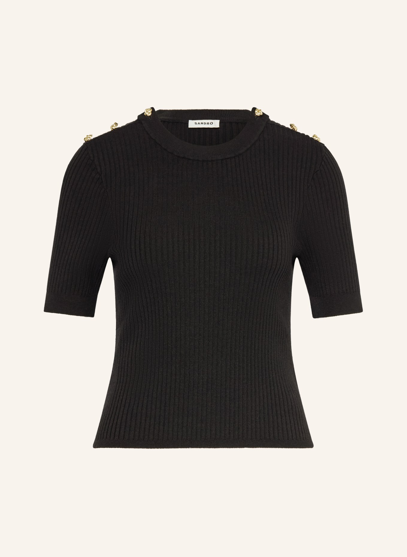 SANDRO Strickshirt: SCHWARZ / GOLD