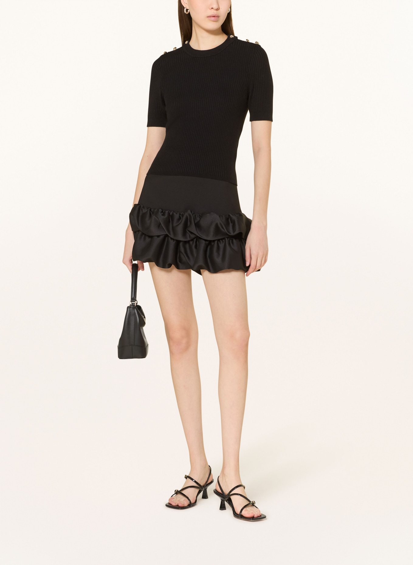 SANDRO Strickshirt: SCHWARZ / GOLD