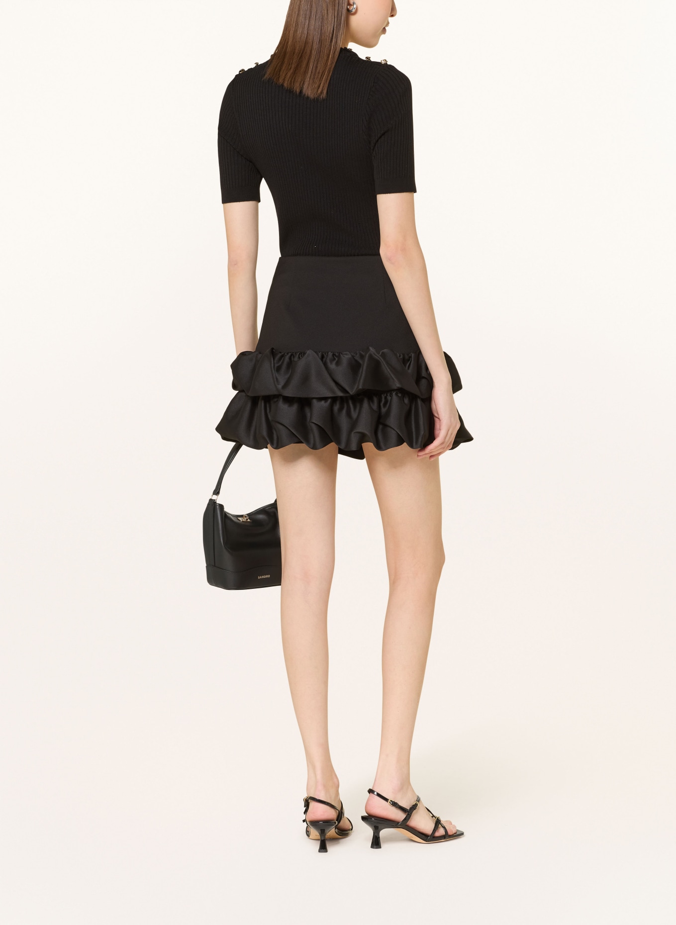 SANDRO Strickshirt: SCHWARZ / GOLD