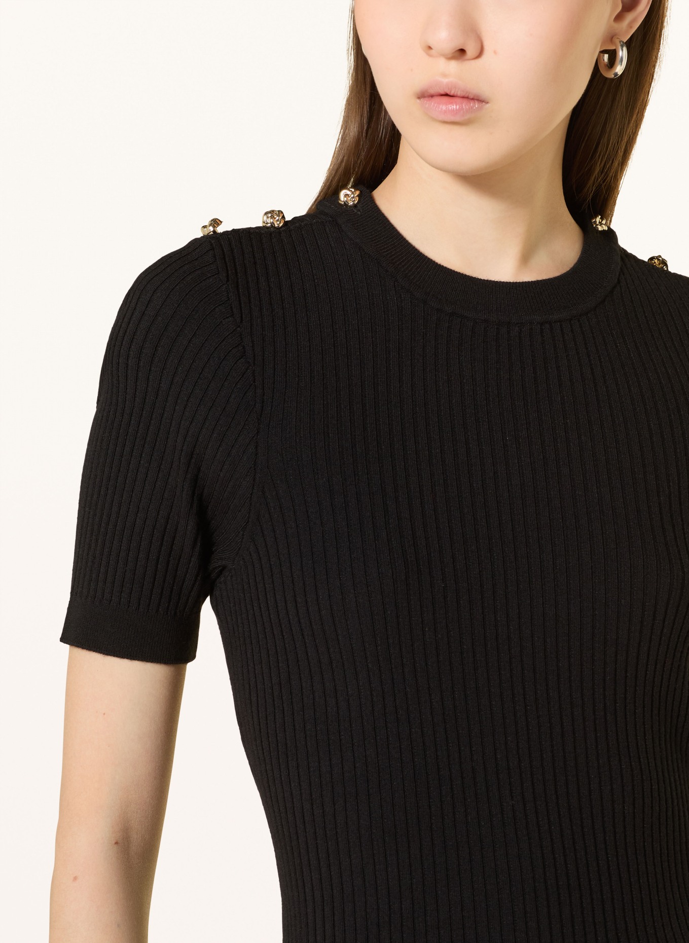 SANDRO Strickshirt: SCHWARZ / GOLD