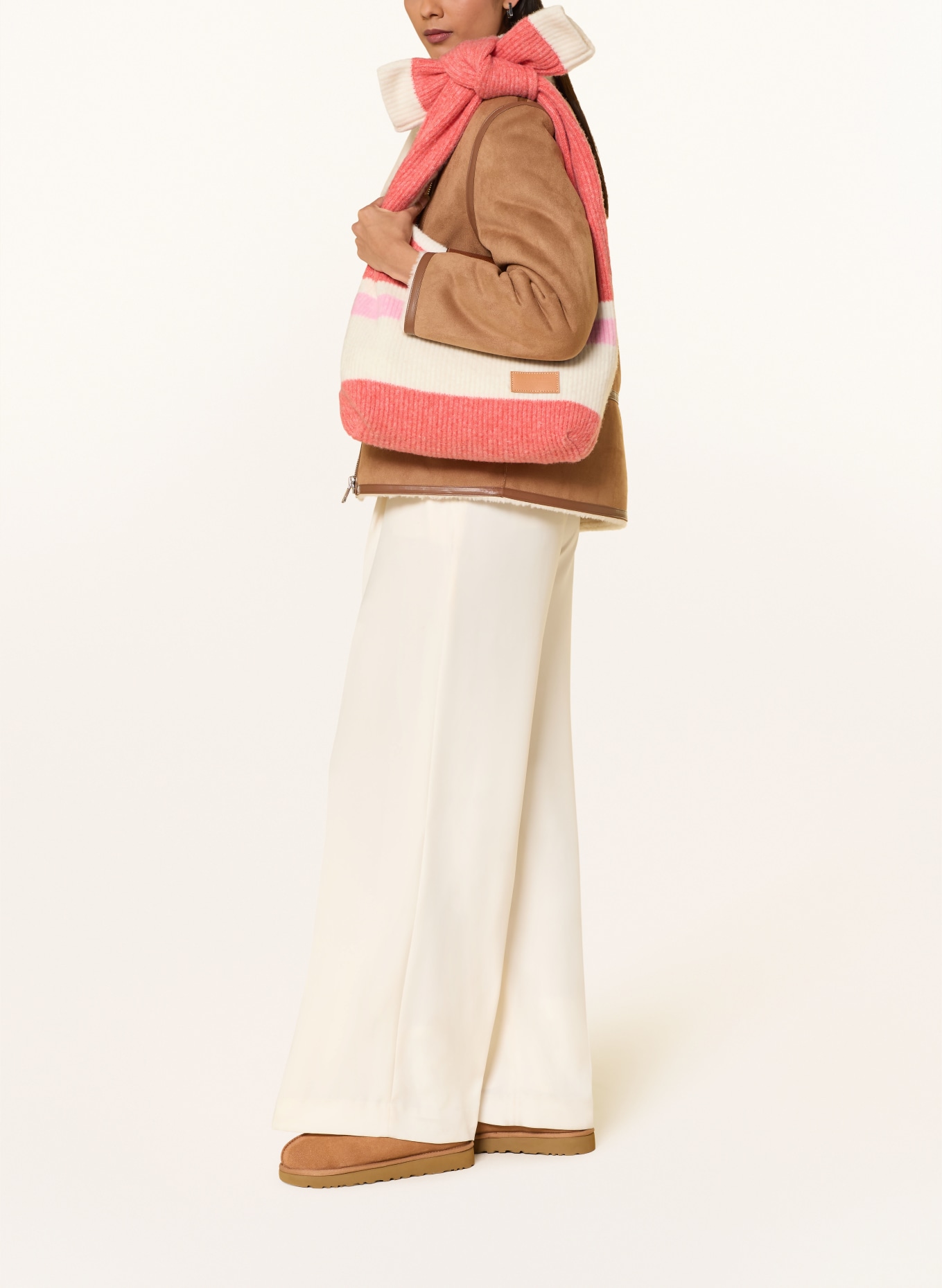 LONGCHAMP Schultertasche LE PLIAGE COLLECTION: LACHS / ROSA / ECRU