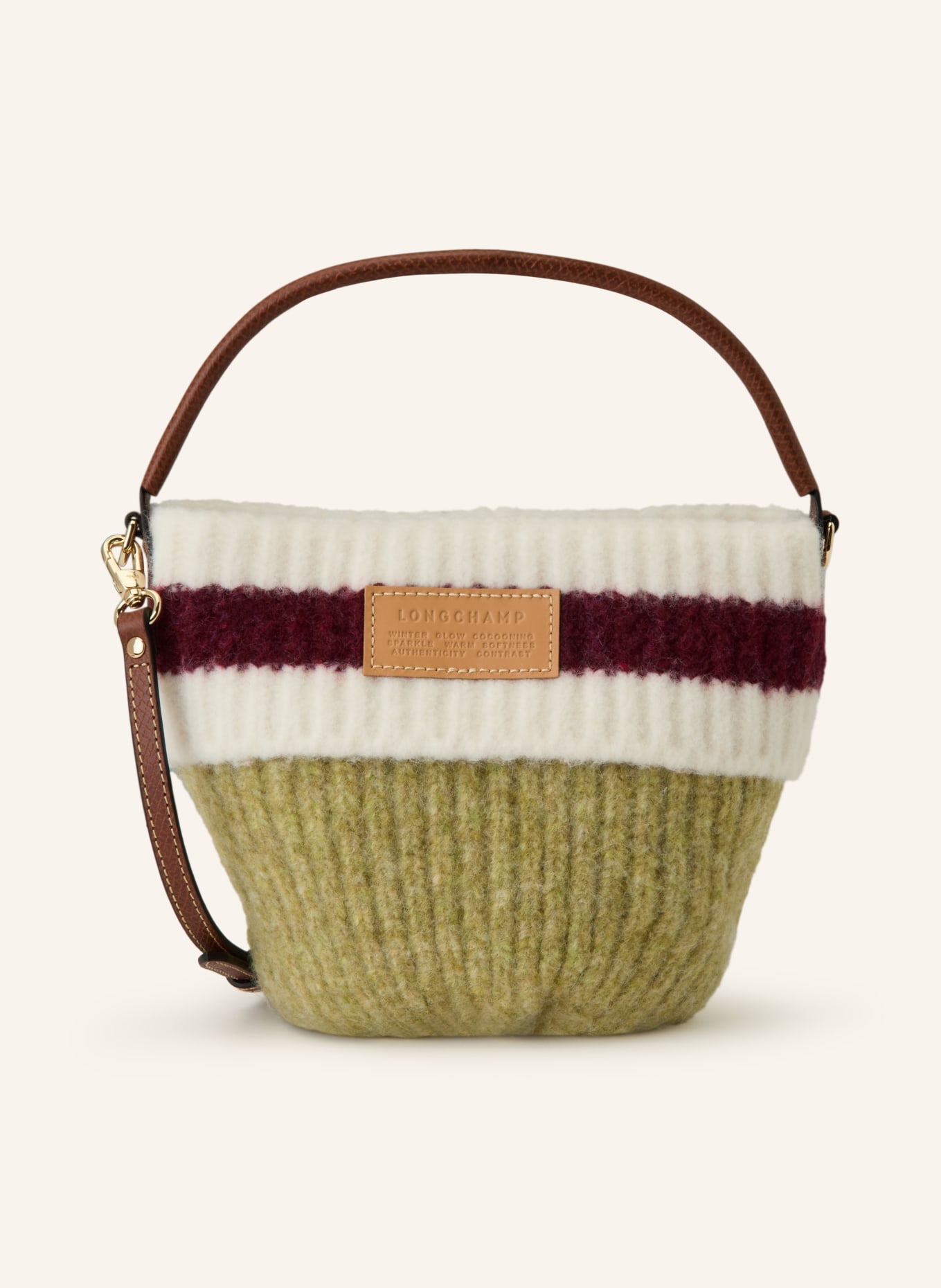 LONGCHAMP Umhängetasche LE PLIAGE: HELLGRÜN / DUNKELROT / WEISS