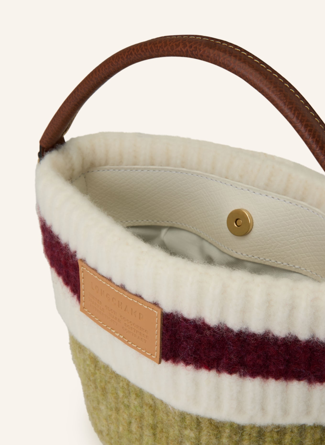 LONGCHAMP Umhängetasche LE PLIAGE: HELLGRÜN / DUNKELROT / WEISS