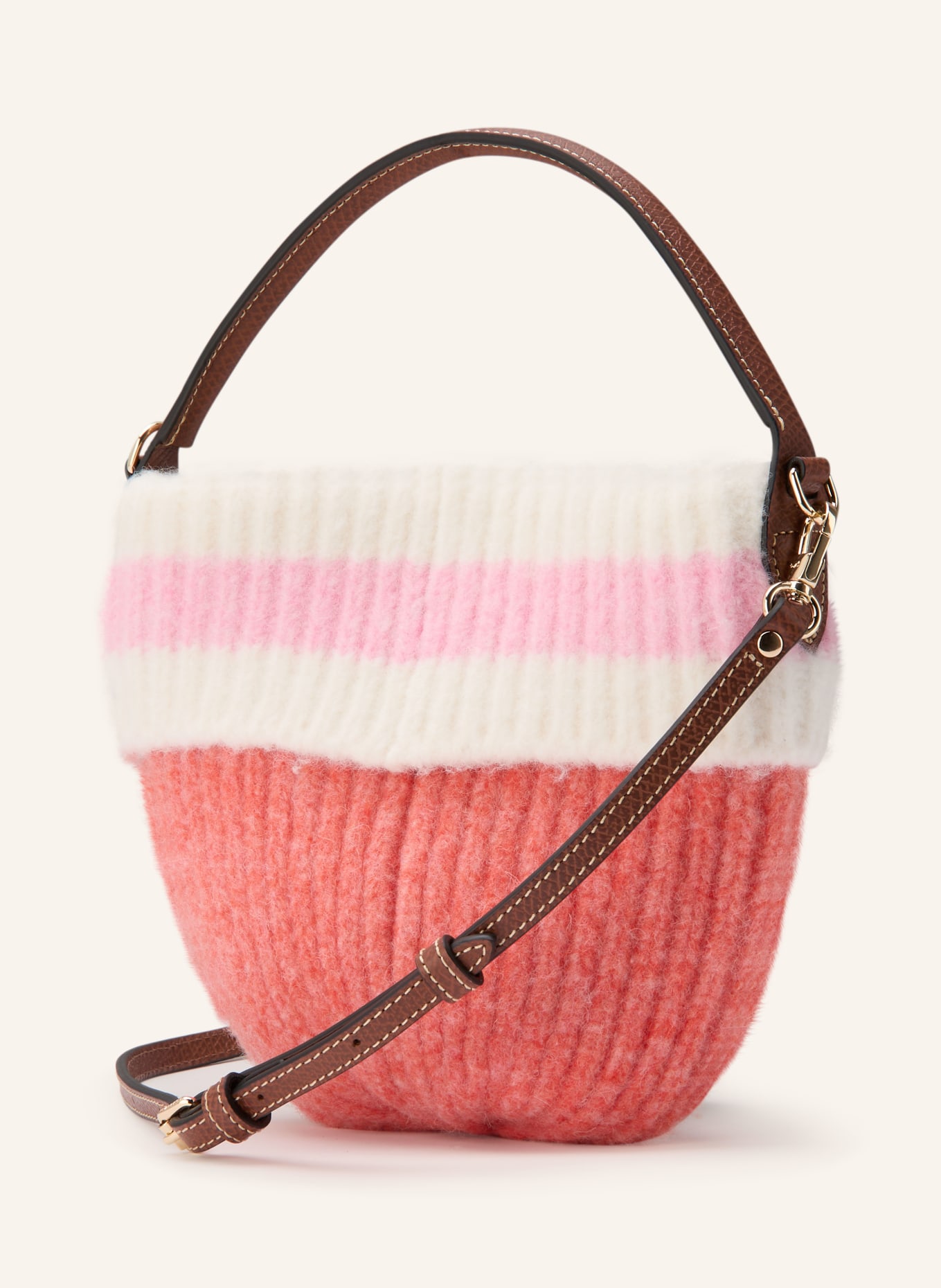 LONGCHAMP Umhängetasche LE PLIAGE: HELLROT / GOLD / BRAUN