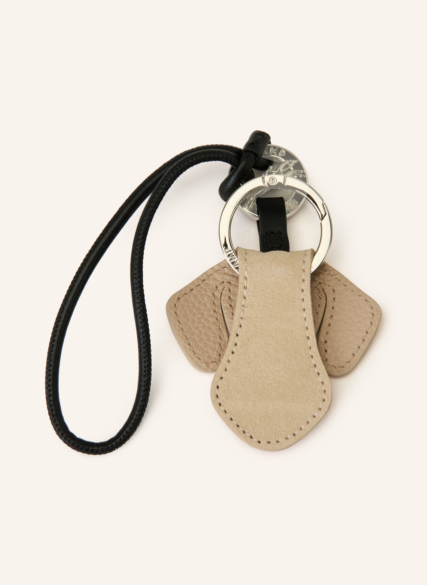LONGCHAMP Taschenanhänger: CREME / SCHWARZ