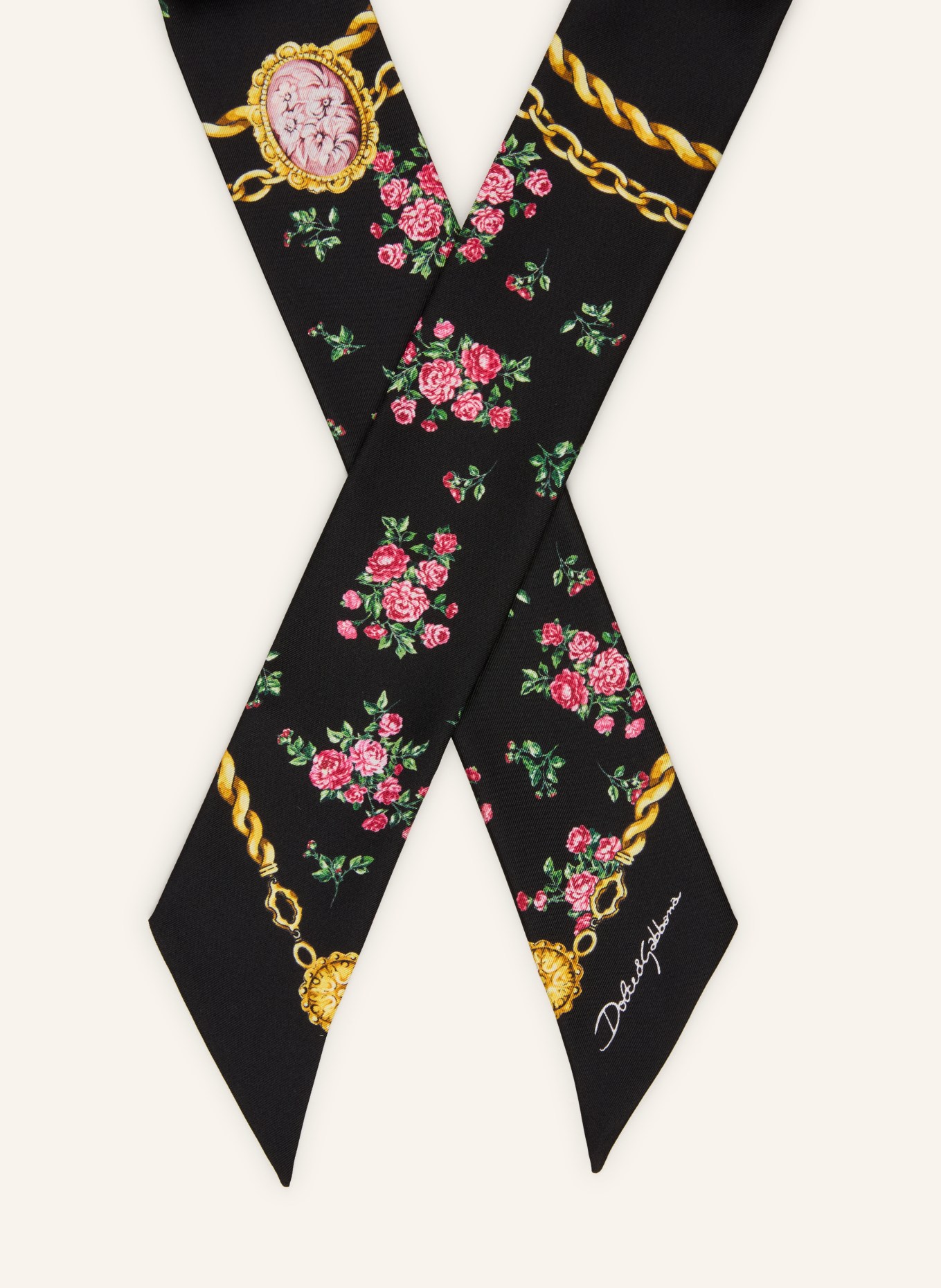 DOLCE & GABBANA silk scarf: BLACK / PINK / GREEN