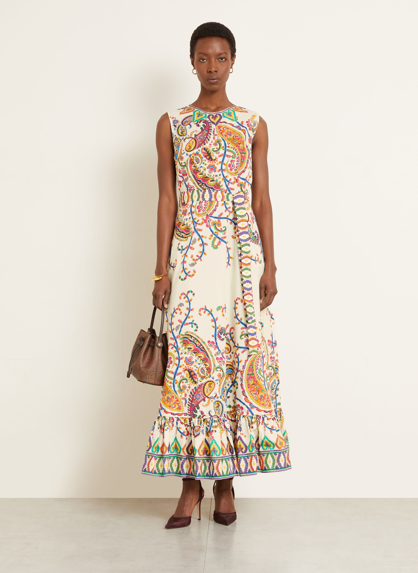 ETRO dress: ECRU / RED / BLUE