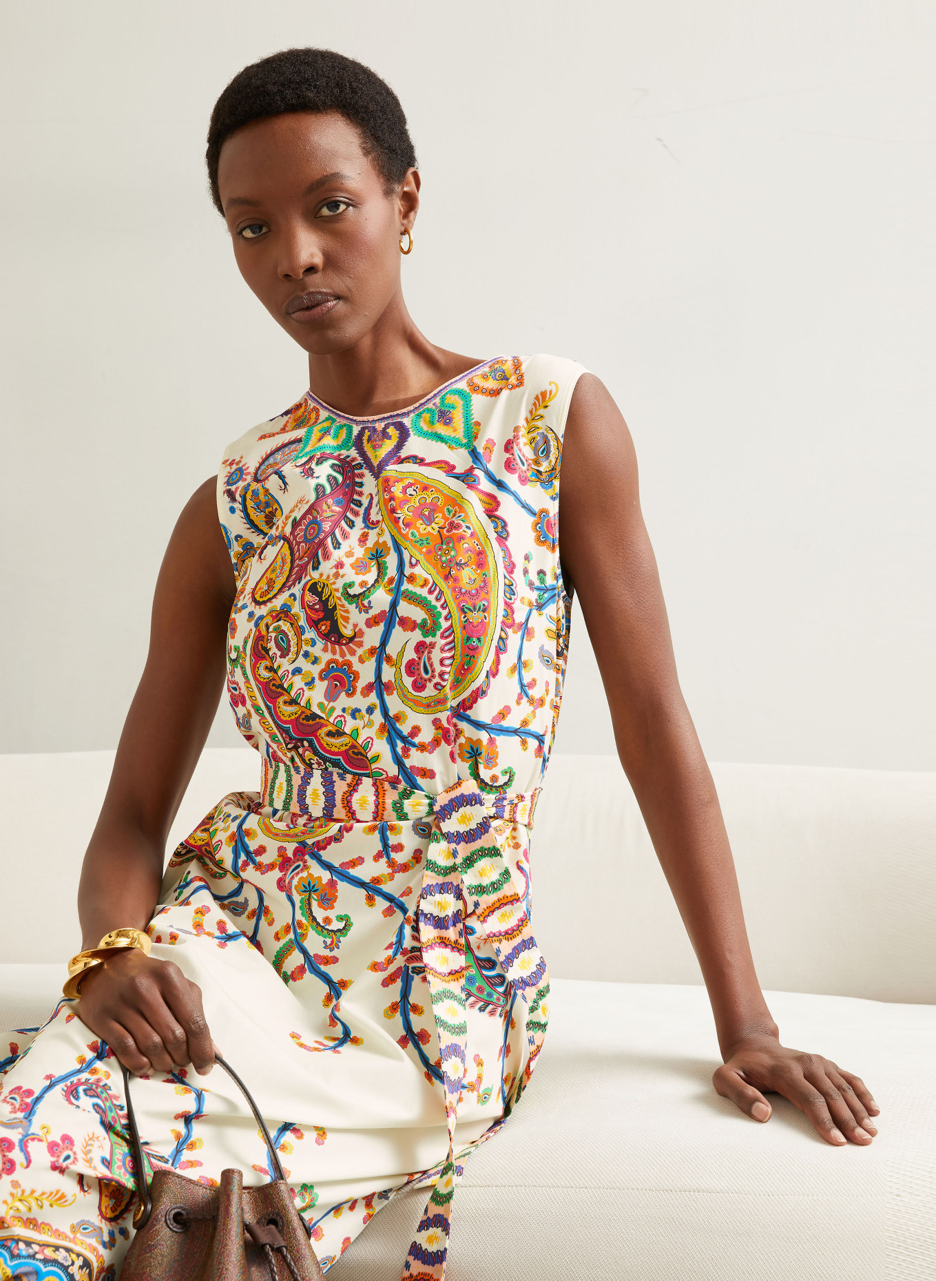 ETRO dress: ECRU / RED / BLUE