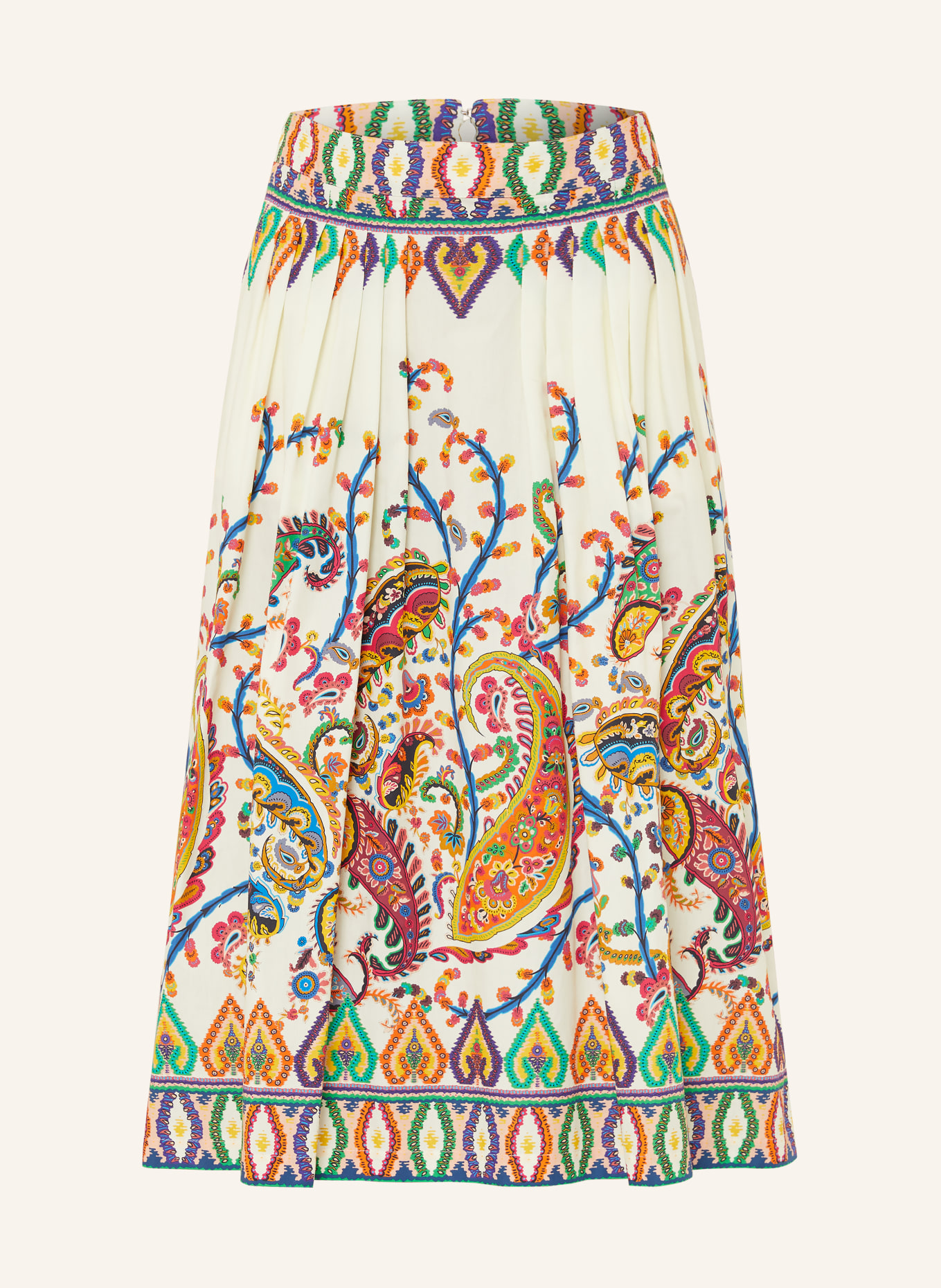 ETRO pleated skirt: ECRU / RED / BLUE