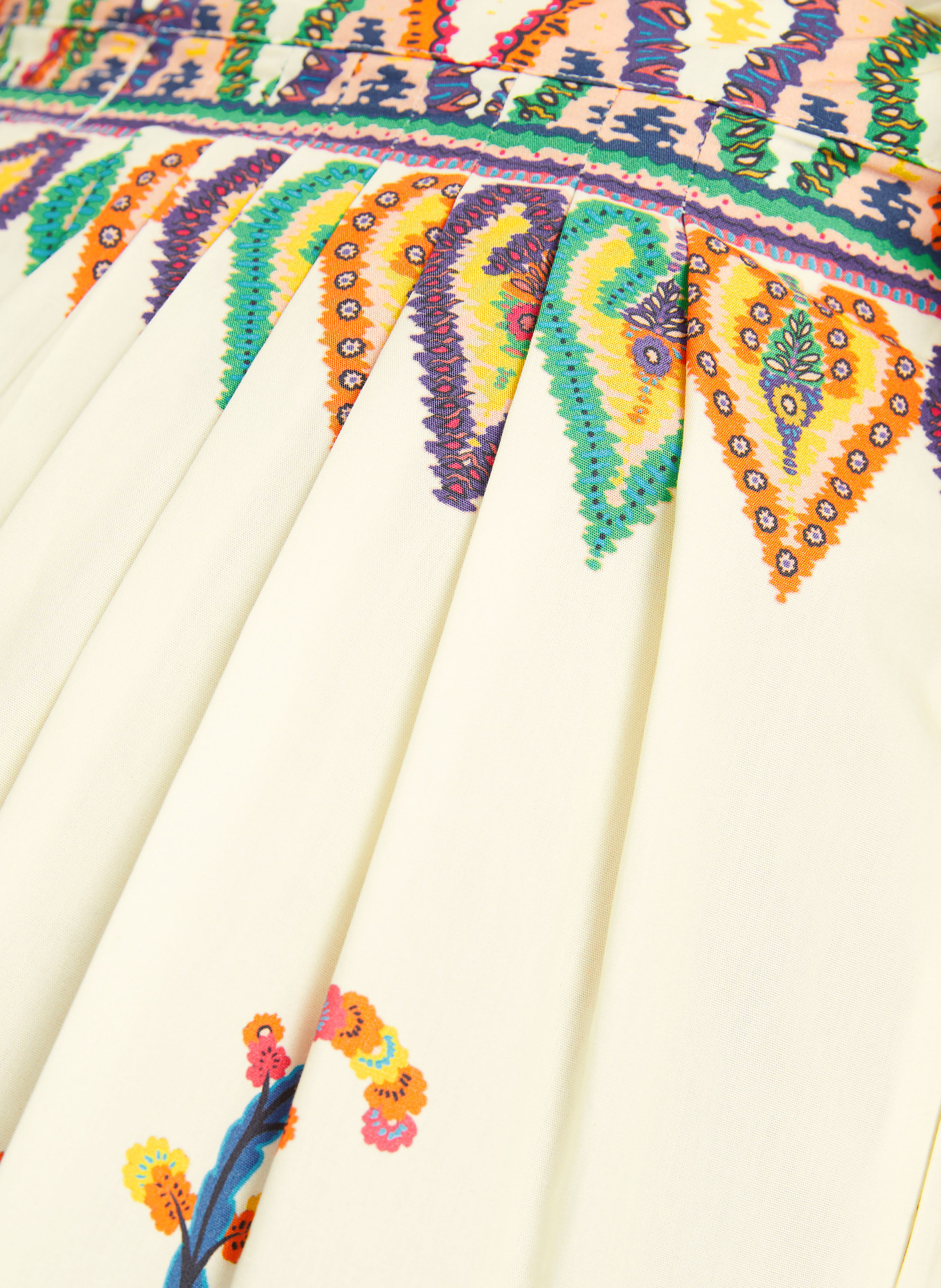 ETRO pleated skirt: ECRU / RED / BLUE