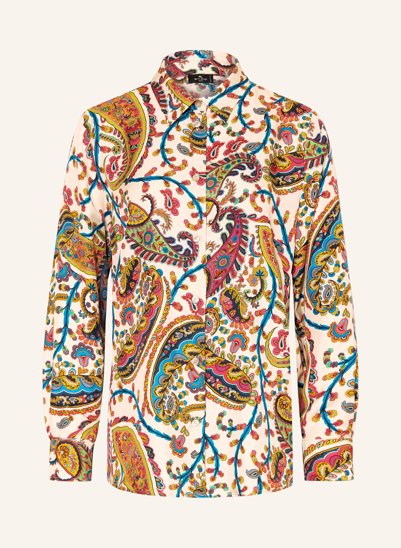 ETRO Hemdbluse aus Seide: BEIGE / ROT / ORANGE