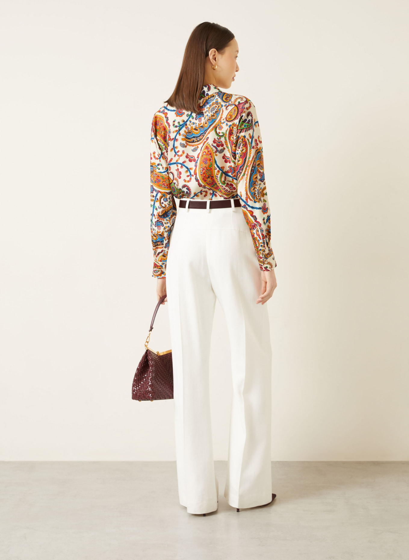 ETRO Hemdbluse aus Seide: BEIGE / ROT / ORANGE