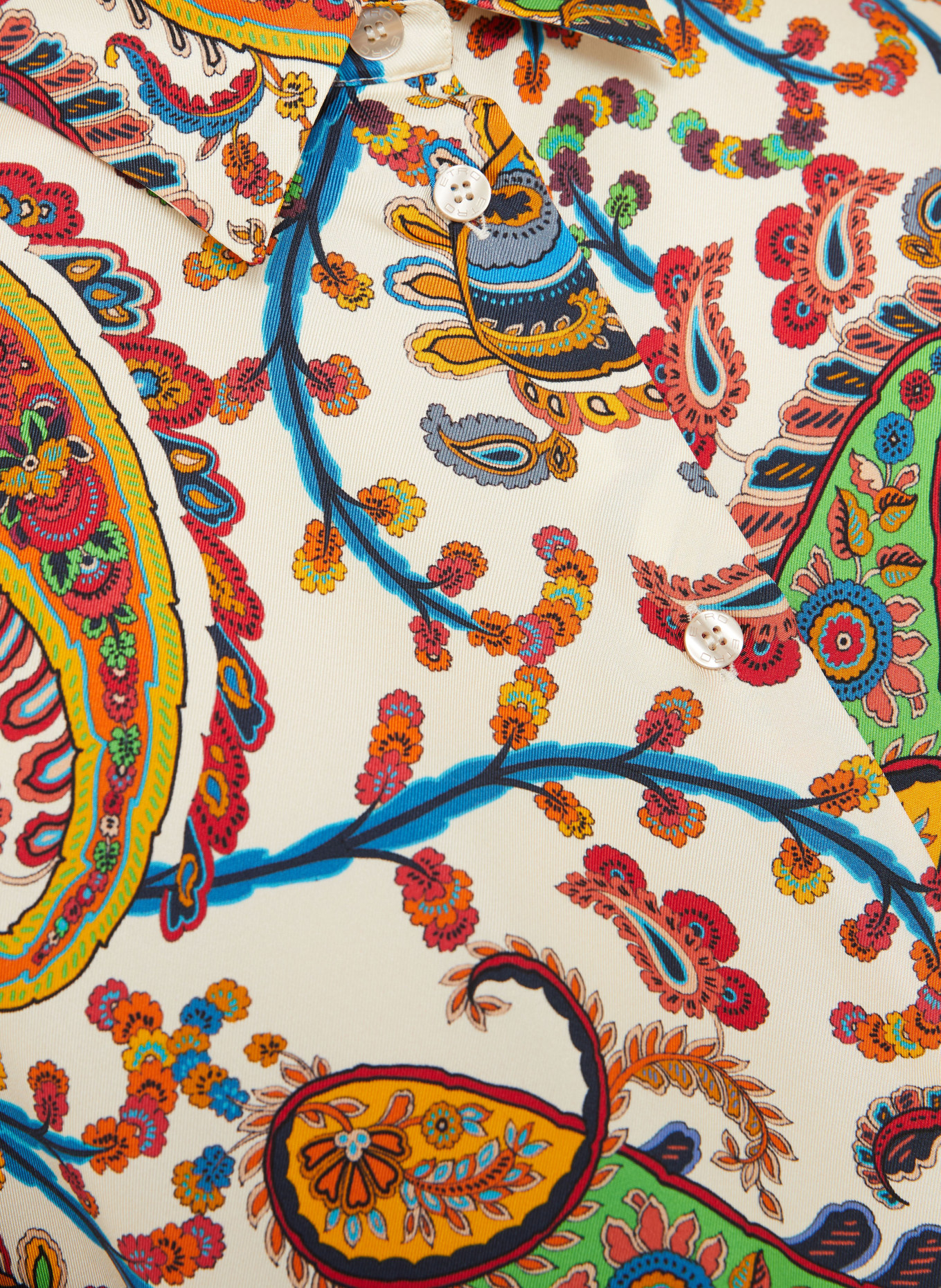 ETRO Hemdbluse aus Seide: BEIGE / ROT / ORANGE