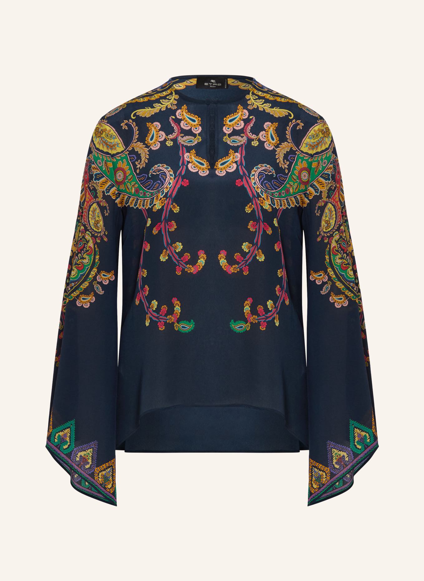 ETRO Silk blouse shirt: DARK BLUE / RED / YELLOW