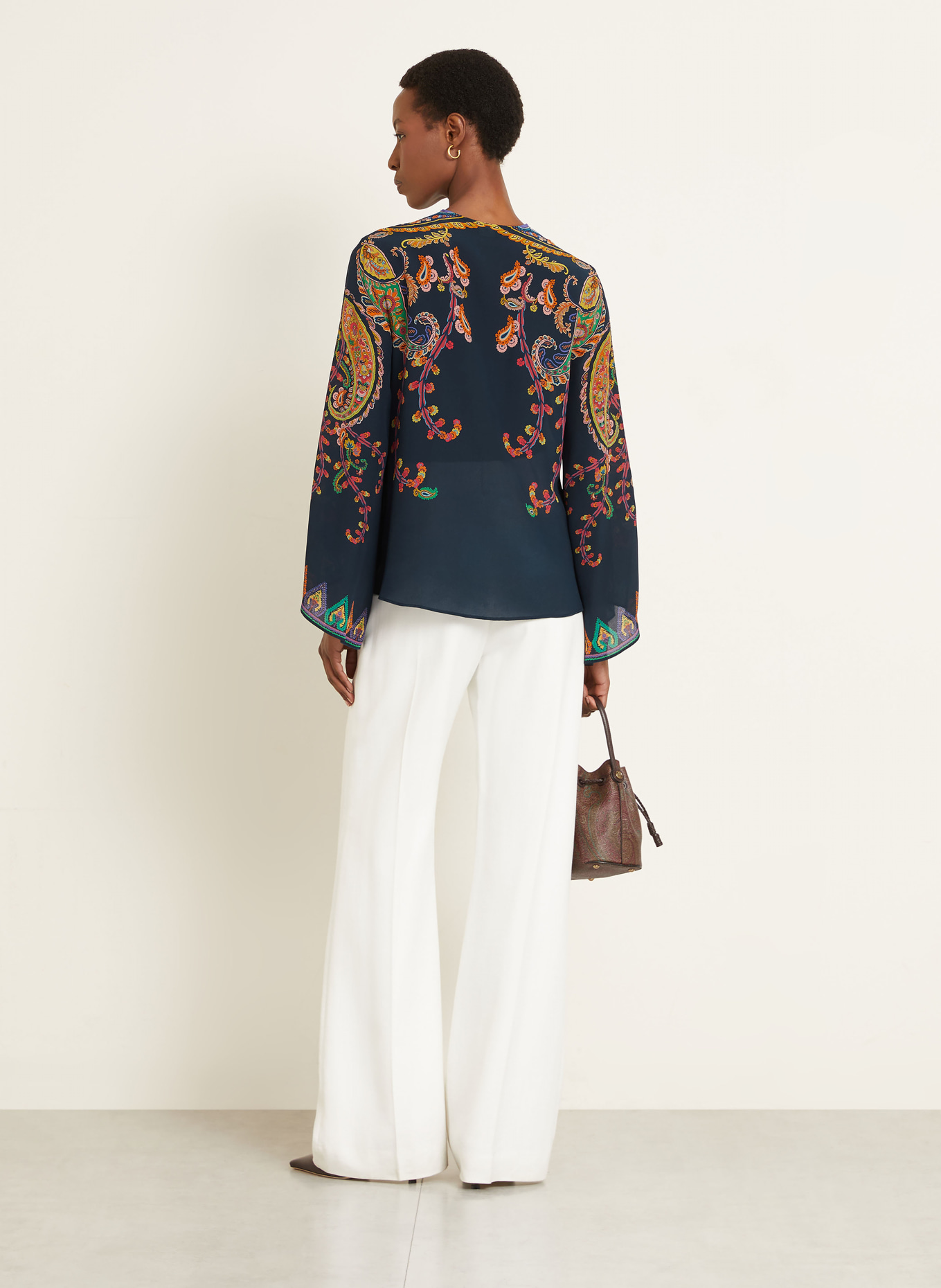 ETRO Silk blouse shirt: DARK BLUE / RED / YELLOW