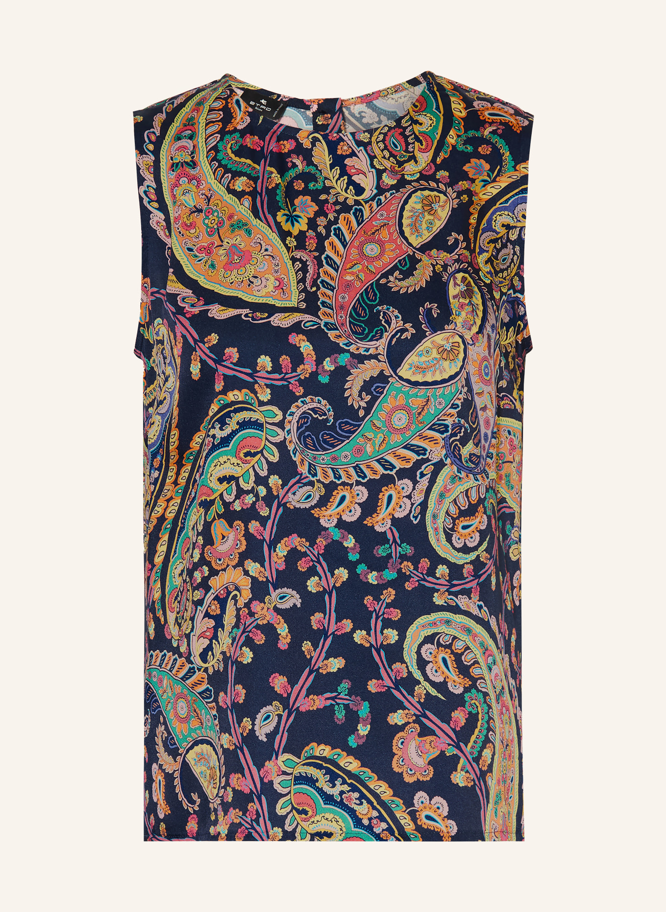 ETRO blouse top: DARK BLUE / LIGHT RED / GREEN