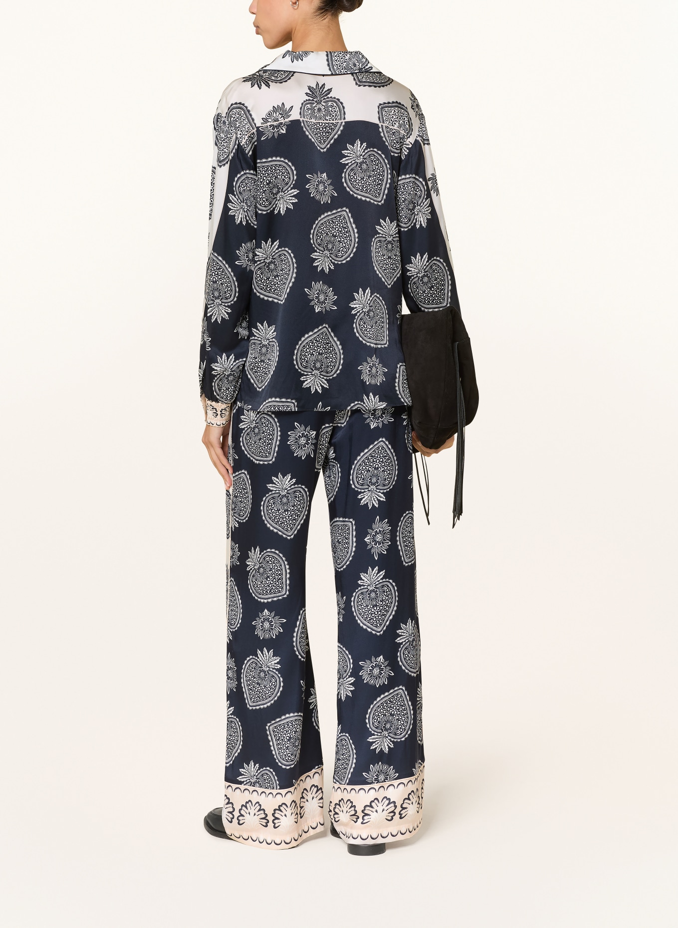 IVI collection Marlenehose mit Seide: SCHWARZ / WEISS