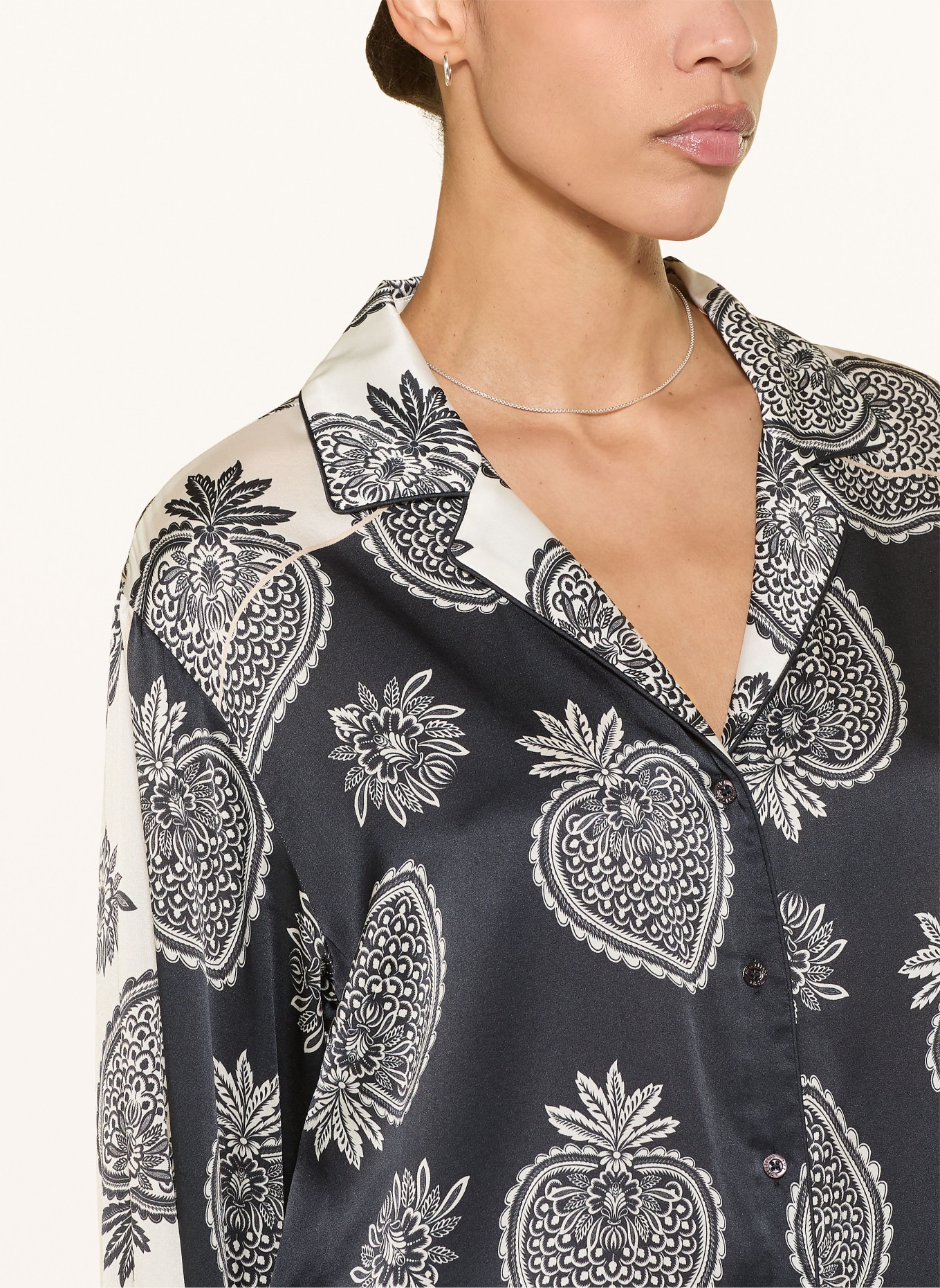 IVI collection Blusenshirt mit Seide: SCHWARZ / WEISS