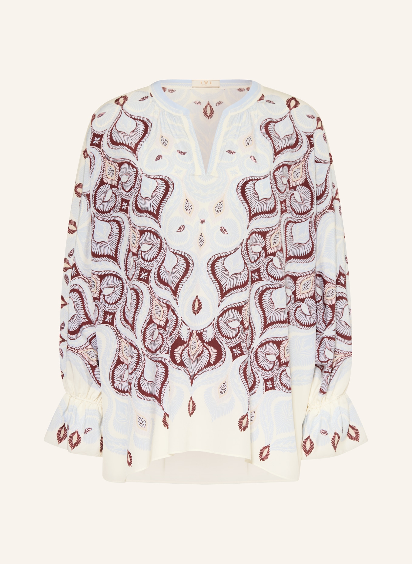 IVI collection Blusenshirt aus Seide: CREME / DUNKELROT / HELLBLAU