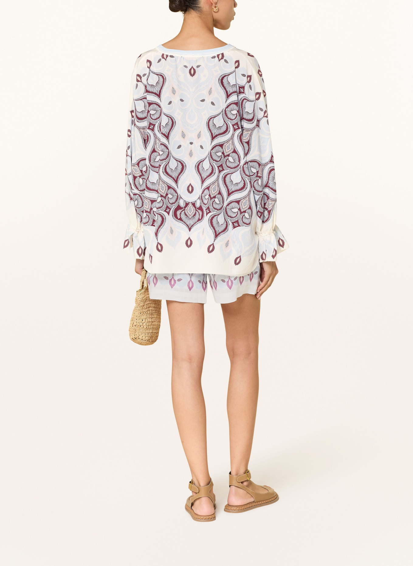 IVI collection Blusenshirt aus Seide: CREME / DUNKELROT / HELLBLAU