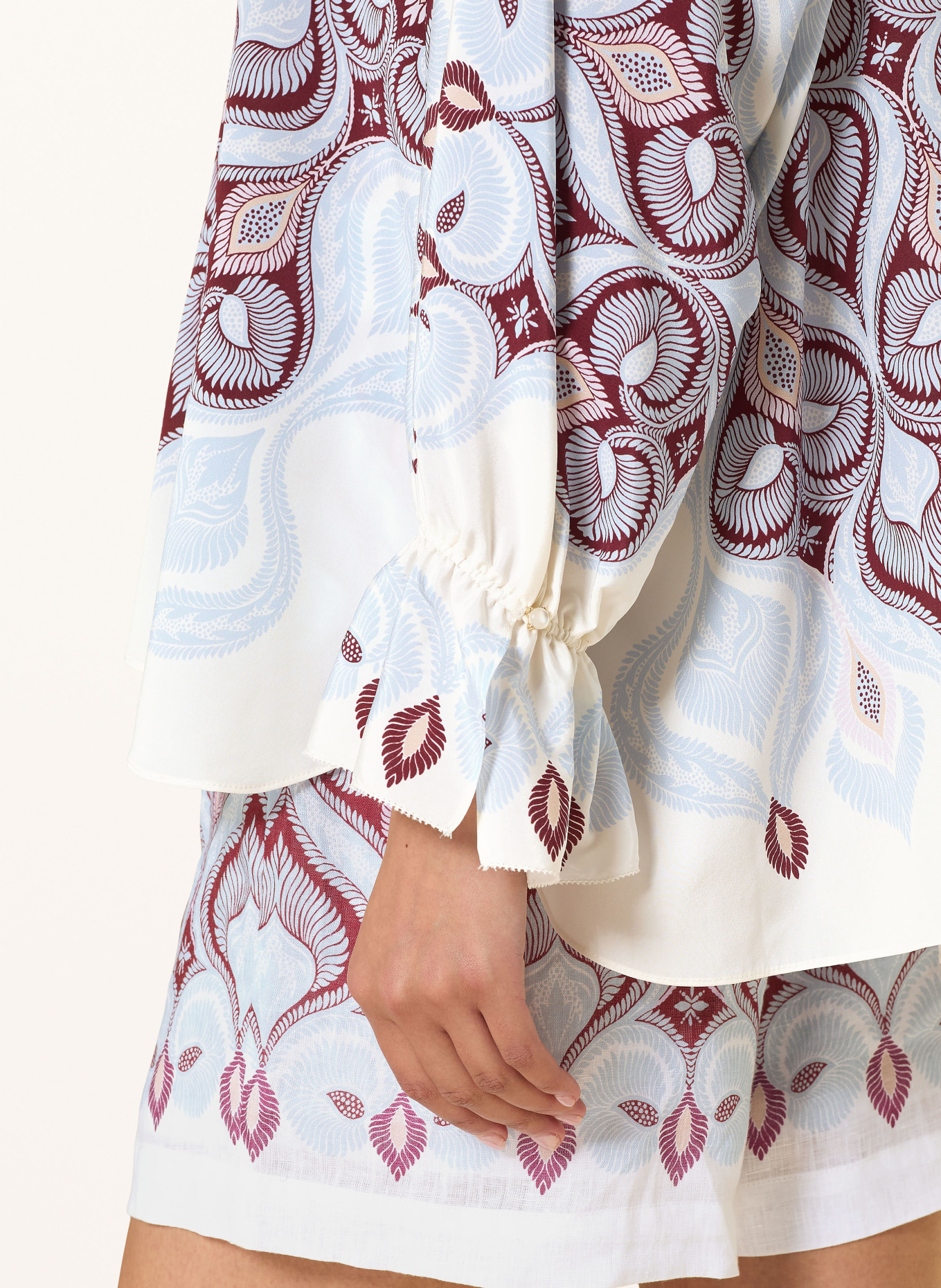 IVI collection Blusenshirt aus Seide: CREME / DUNKELROT / HELLBLAU