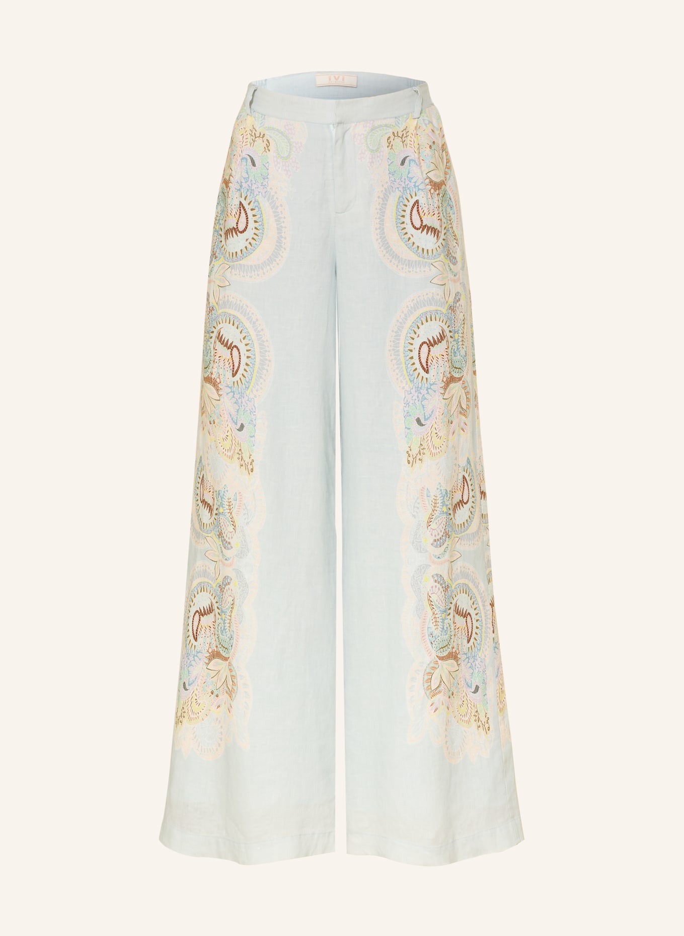 IVI collection Linen wide-leg pants: MINT / BROWN / YELLOW