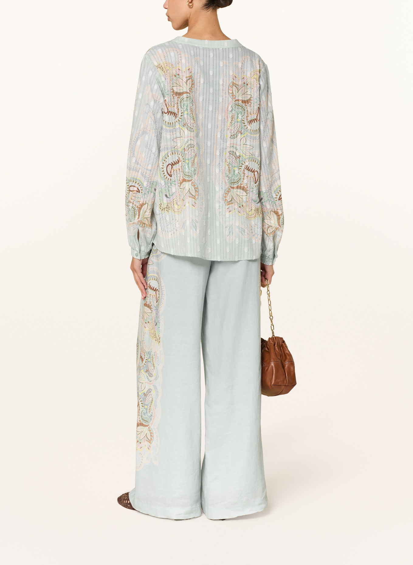 IVI collection Linen wide-leg pants: MINT / BROWN / YELLOW