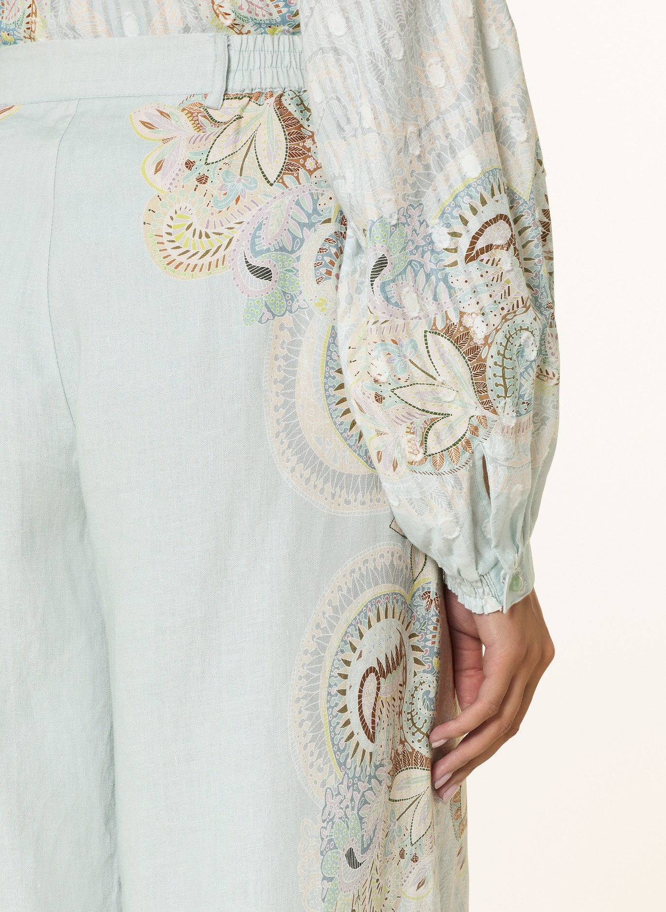 IVI collection Linen wide-leg pants: MINT / BROWN / YELLOW